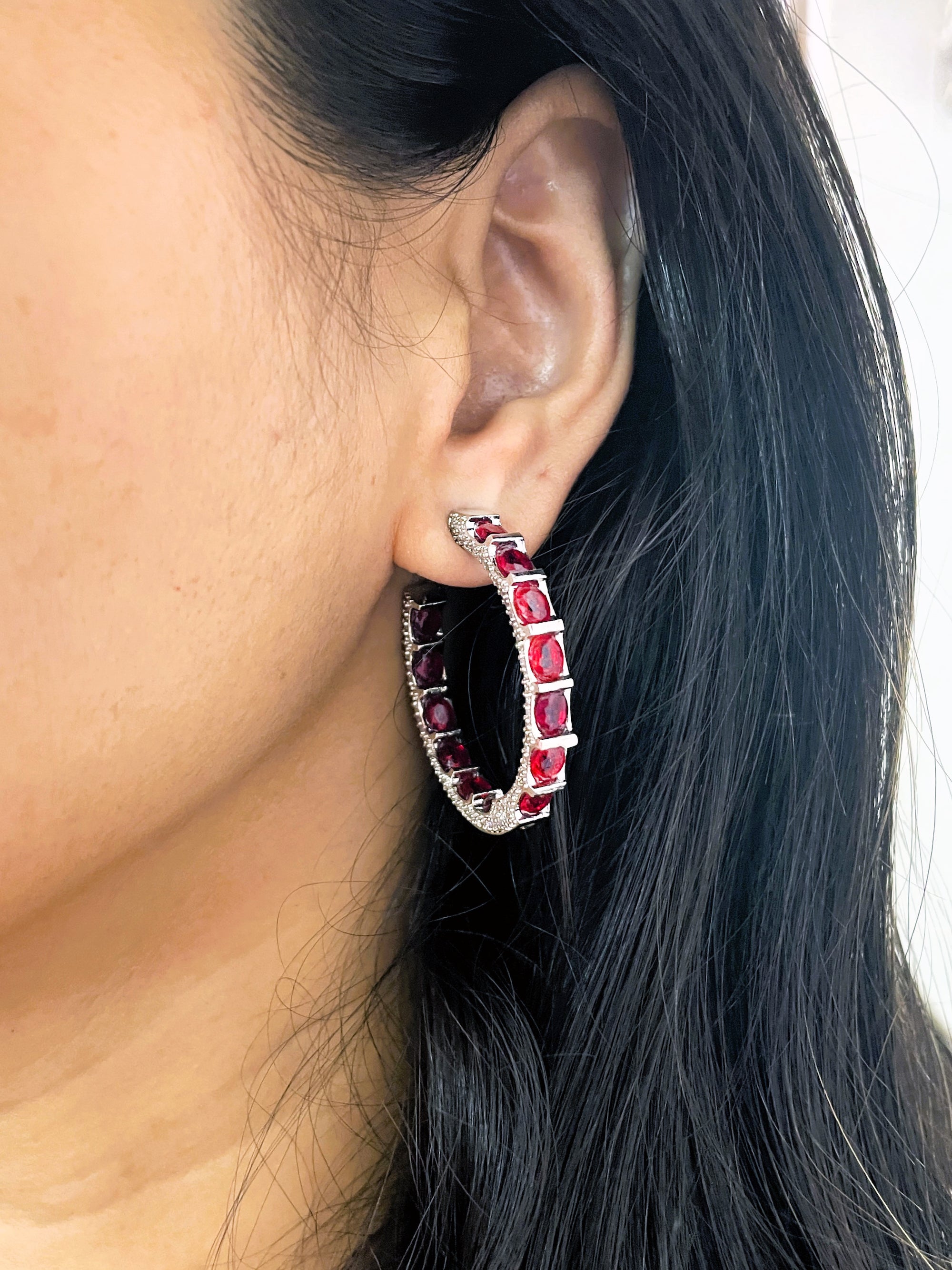Athena Diamond & Color Stone Hoops