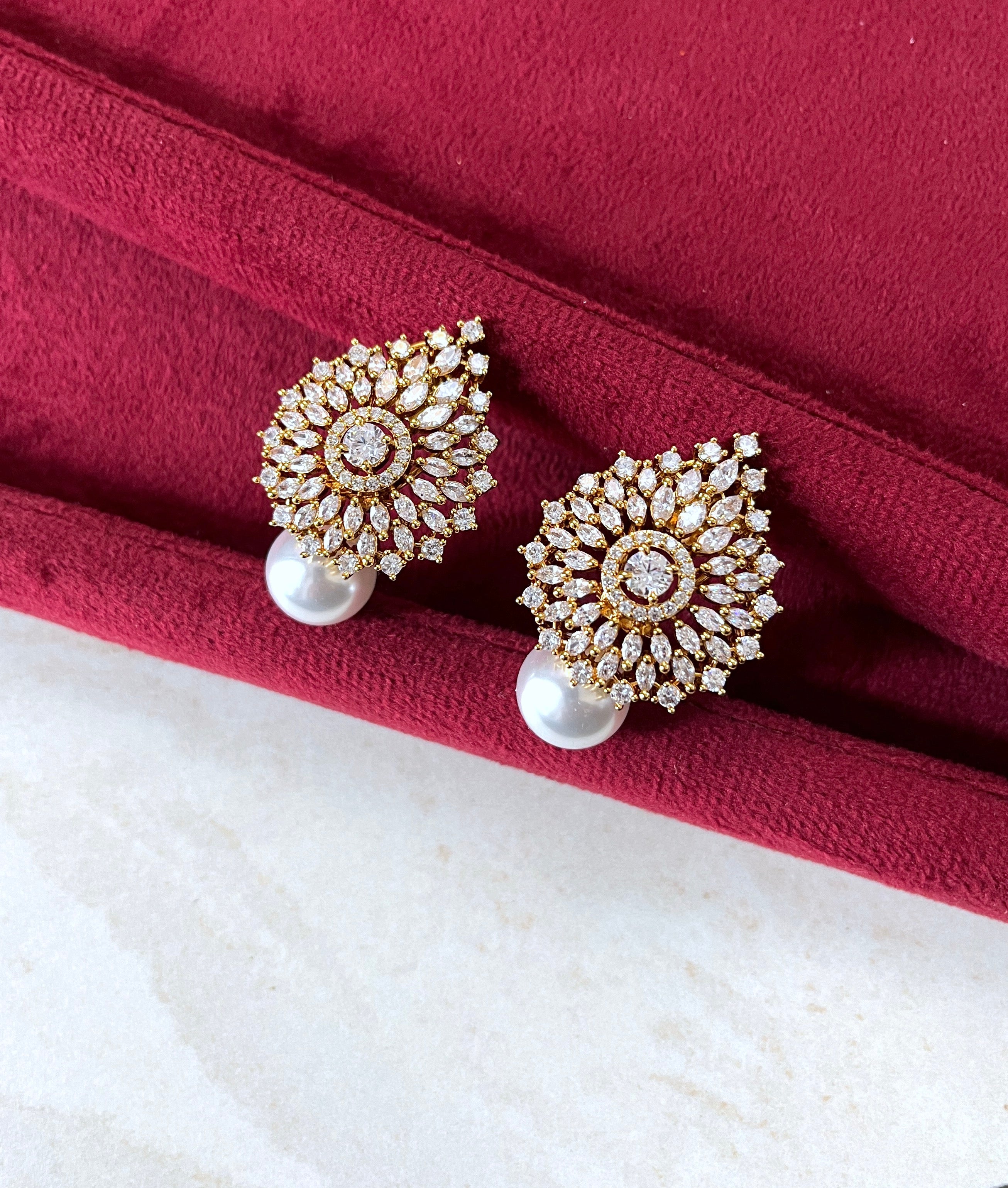 Ella Diamond & Pearl Designer Studs