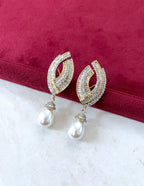 Madelyn Modern Diamond Earrings with Pearl Drop