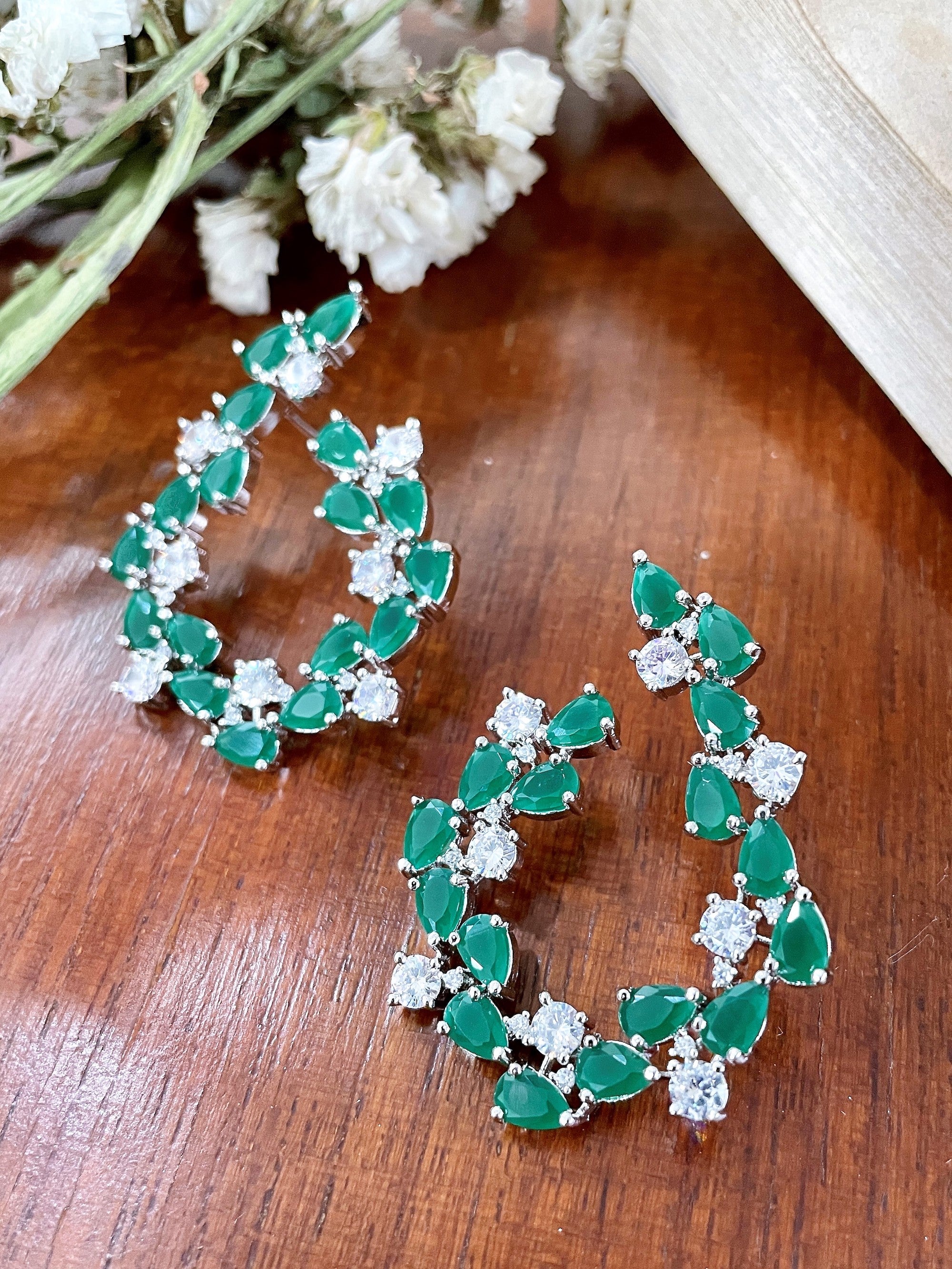 Sage Diamond & Colorstone Designer Studs