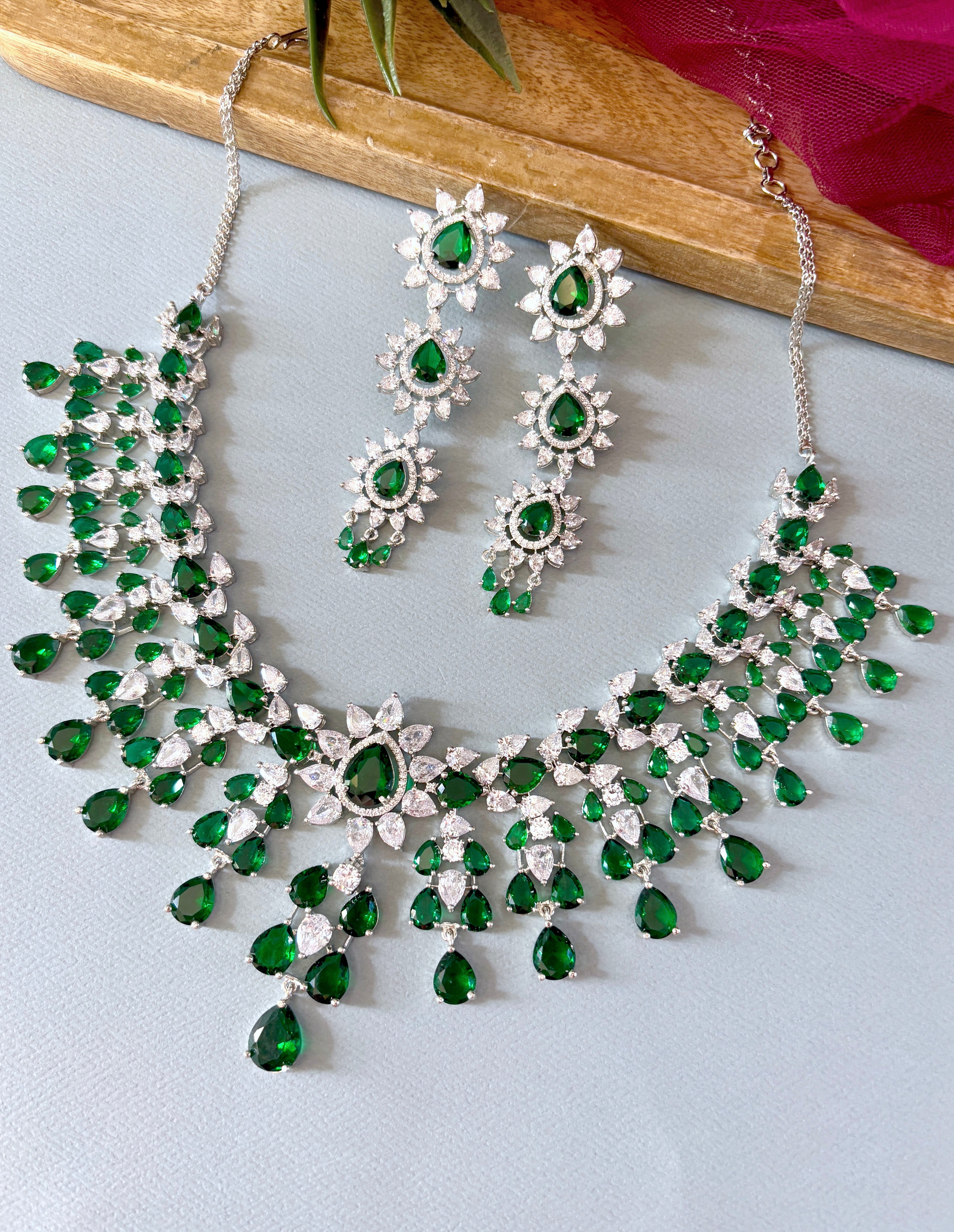 Diksha Designer Diamond & Color Stones Necklace Set