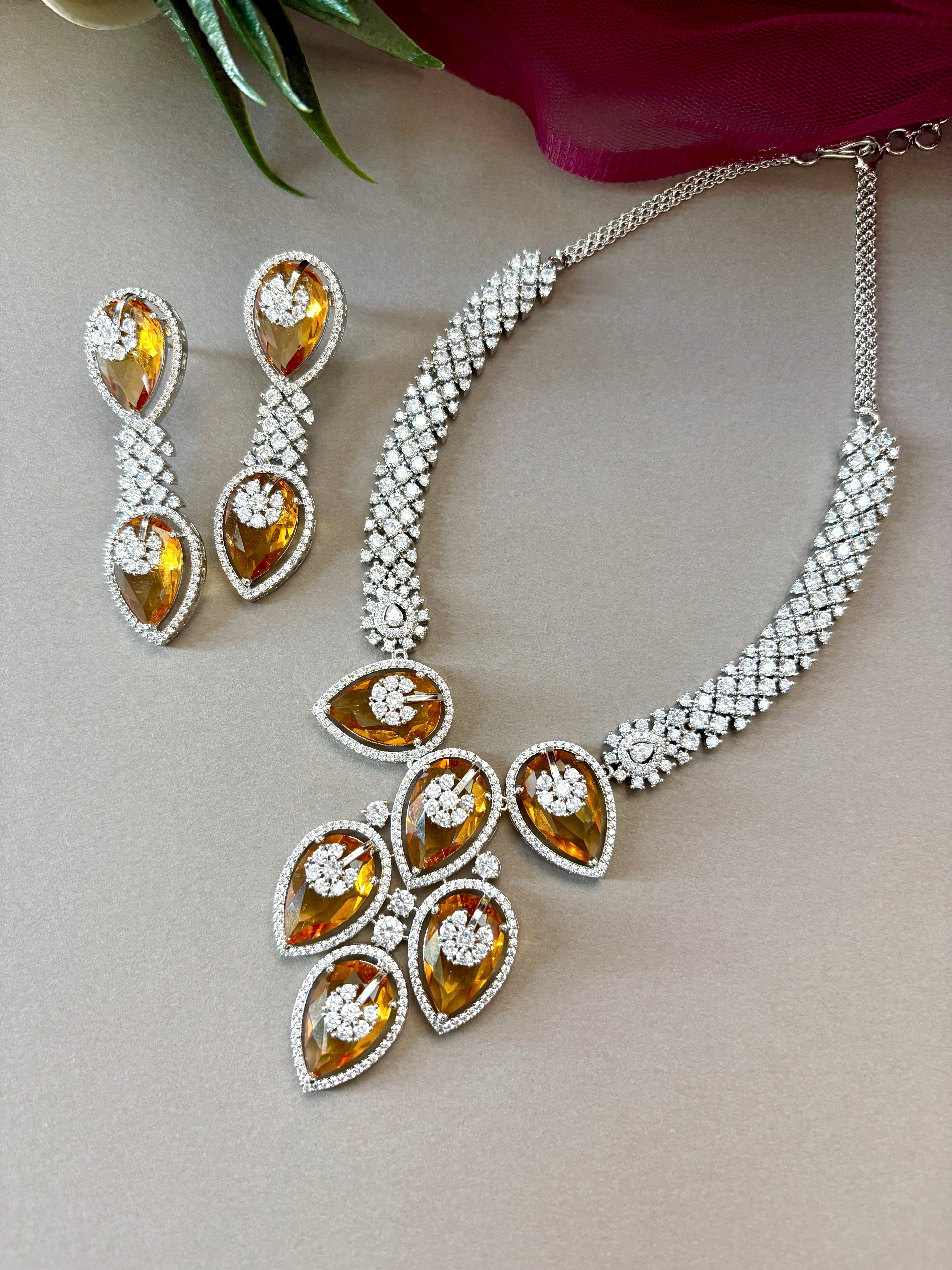 Amrit Designer Diamond & Color Stones Necklace Set