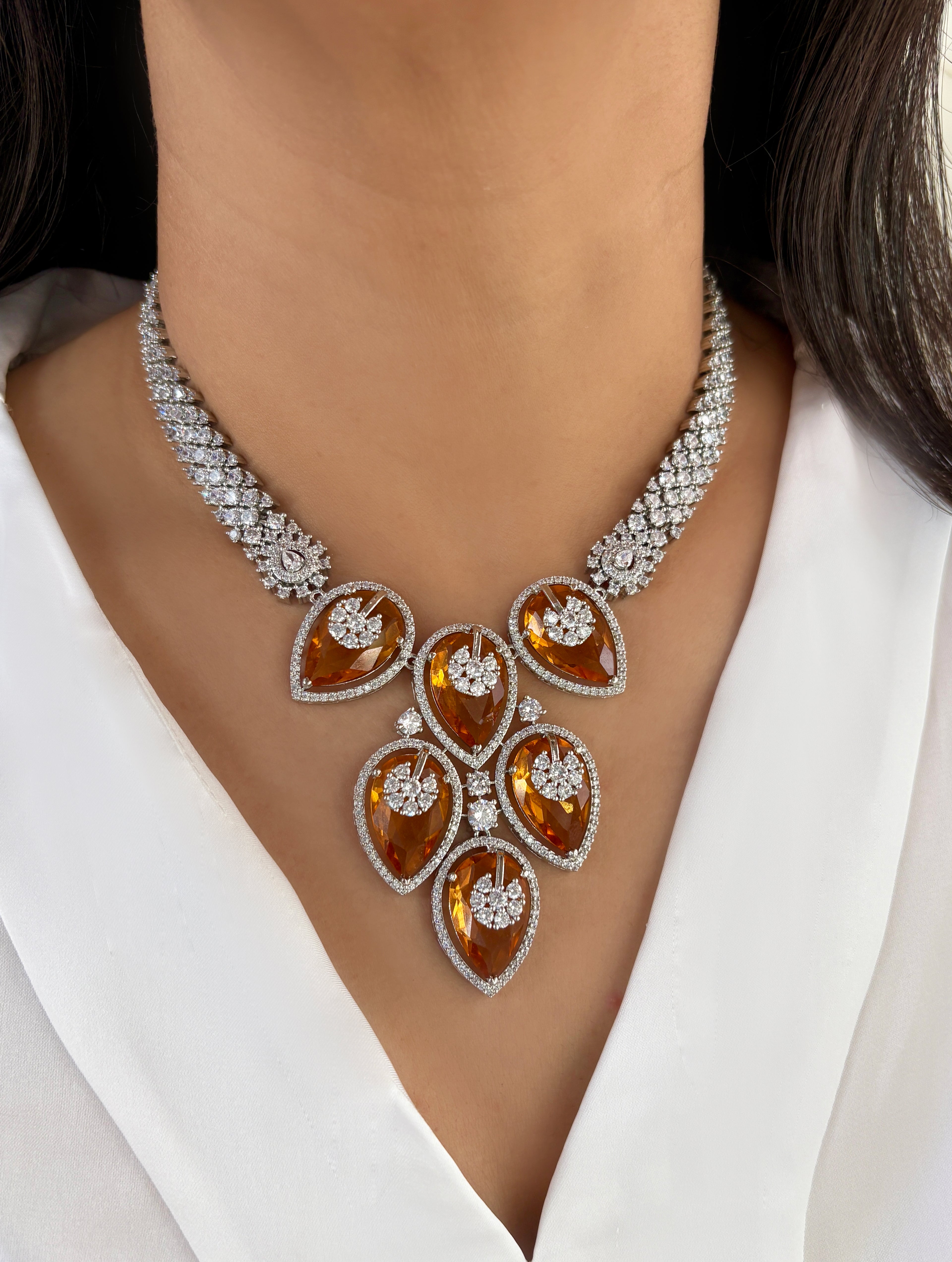 Amrit Designer Diamond & Color Stones Necklace Set