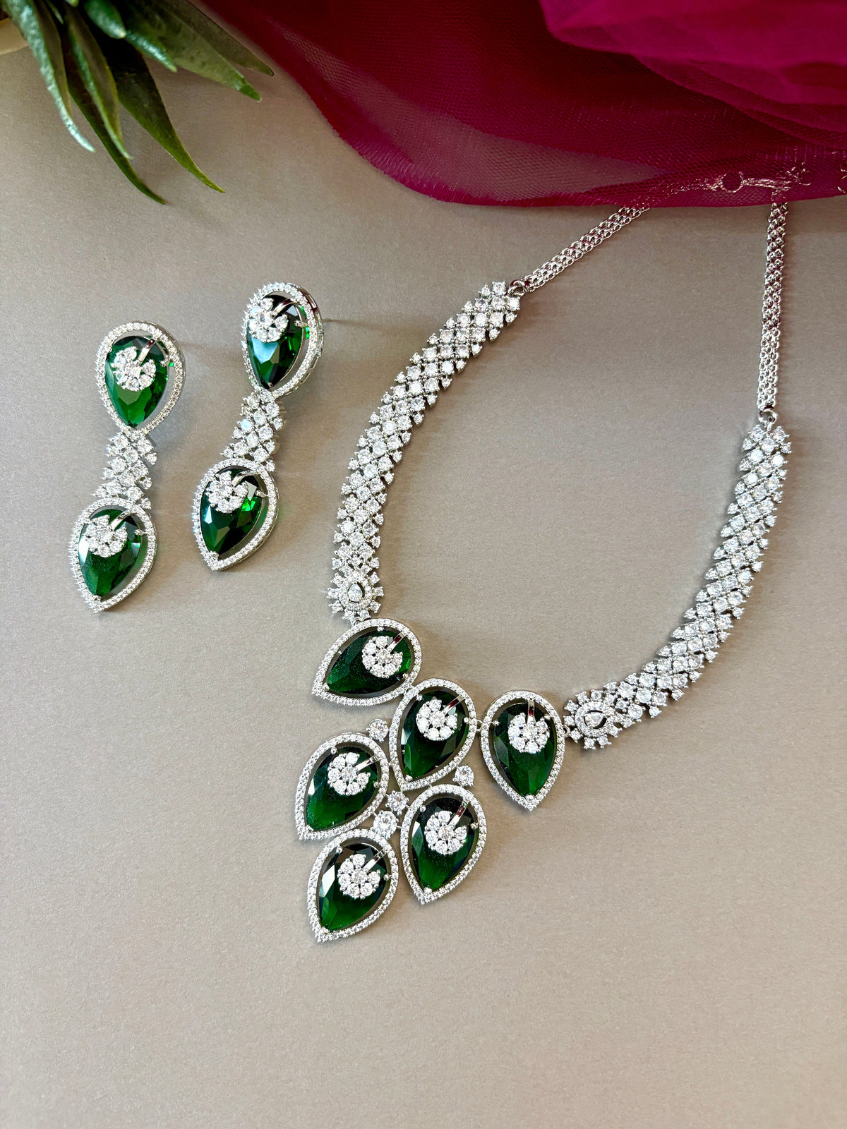 Amrit Designer Diamond & Color Stones Necklace Set