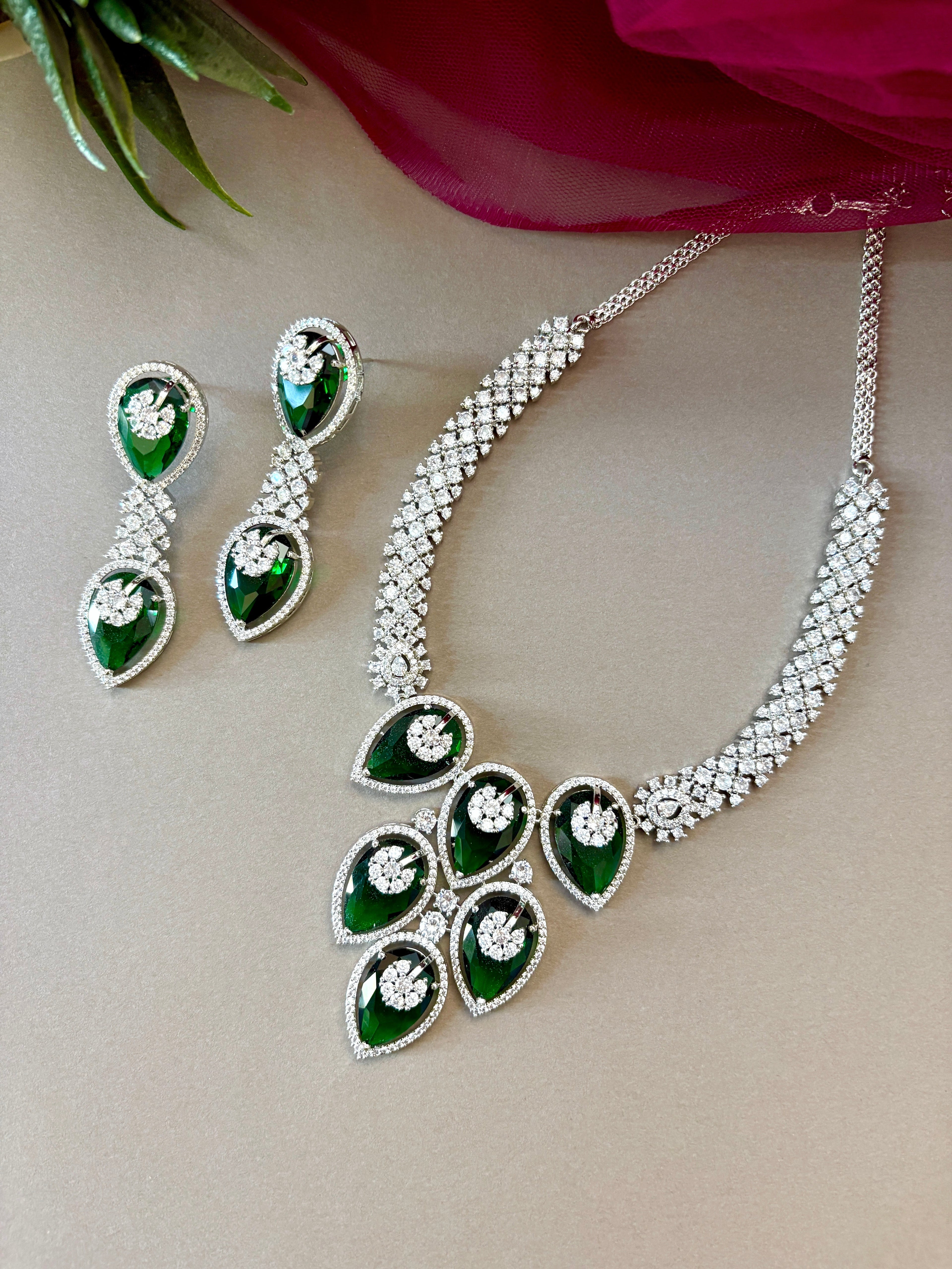 Amrit Designer Diamond & Color Stones Necklace Set