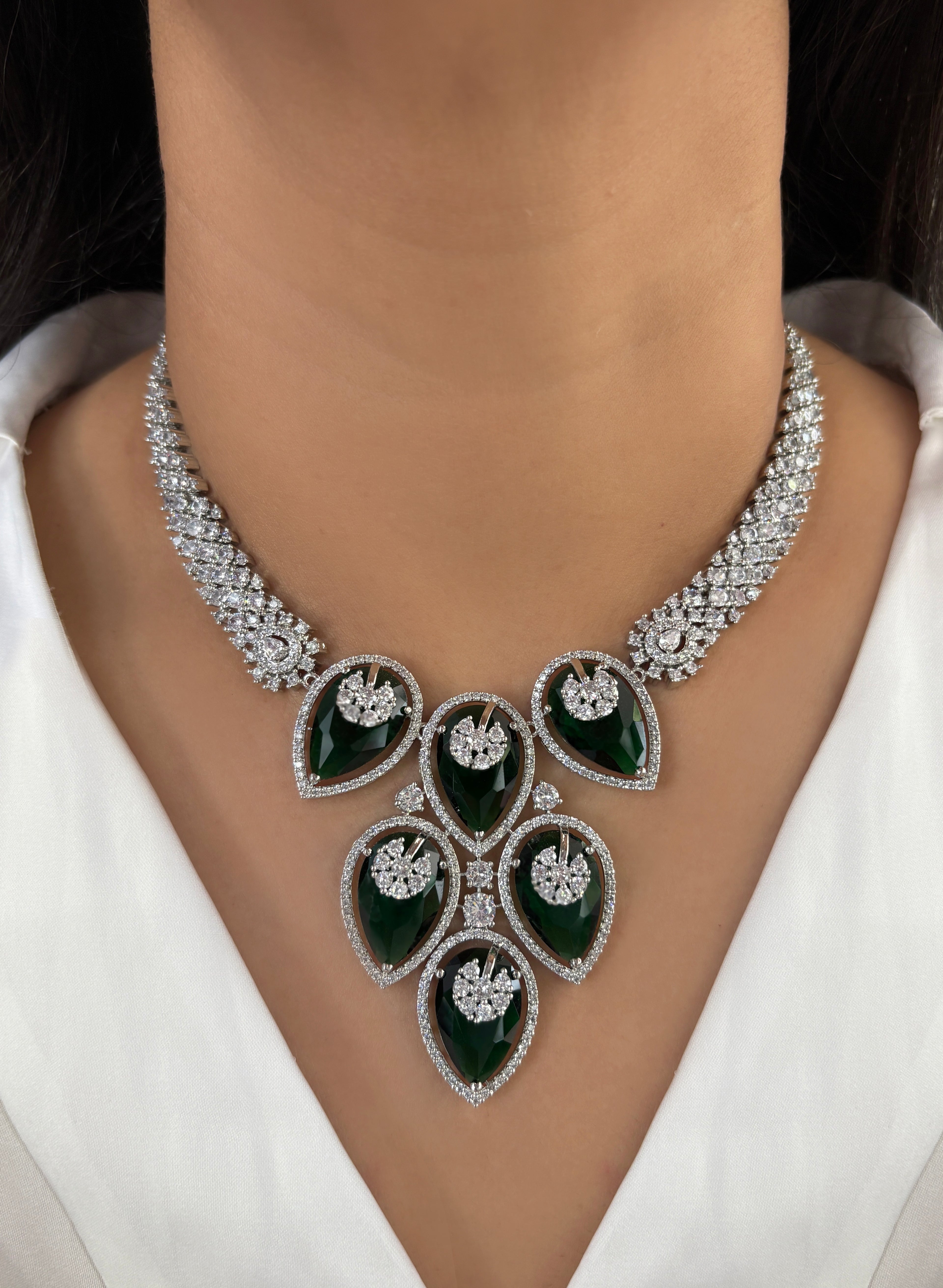 Amrit Designer Diamond & Color Stones Necklace Set