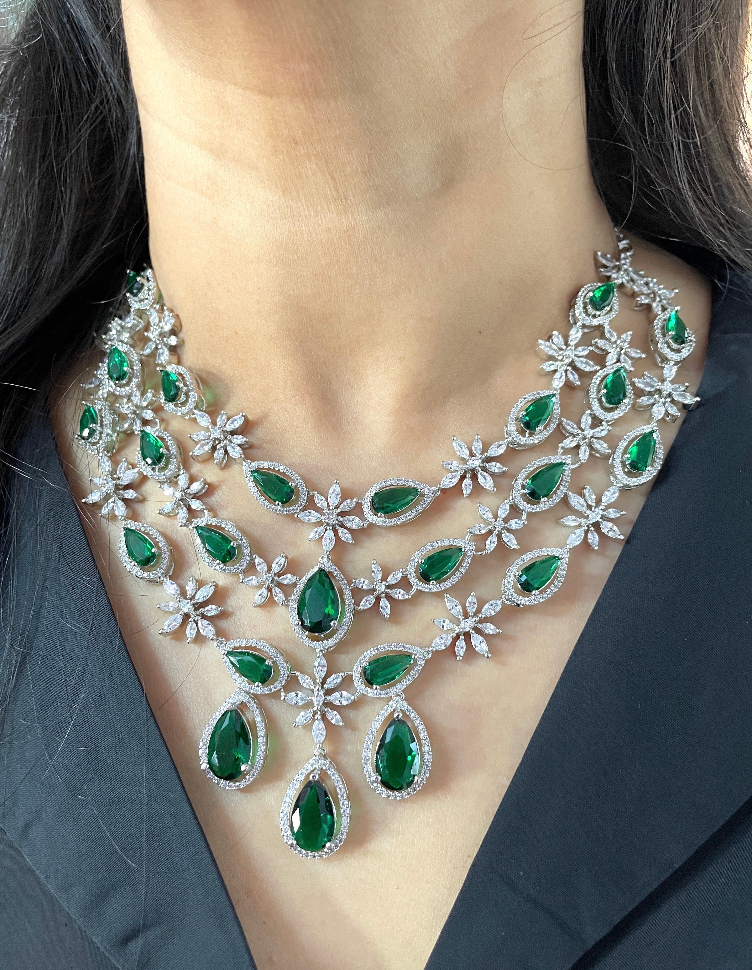 Bridget Layered Diamond Designer Necklace Set