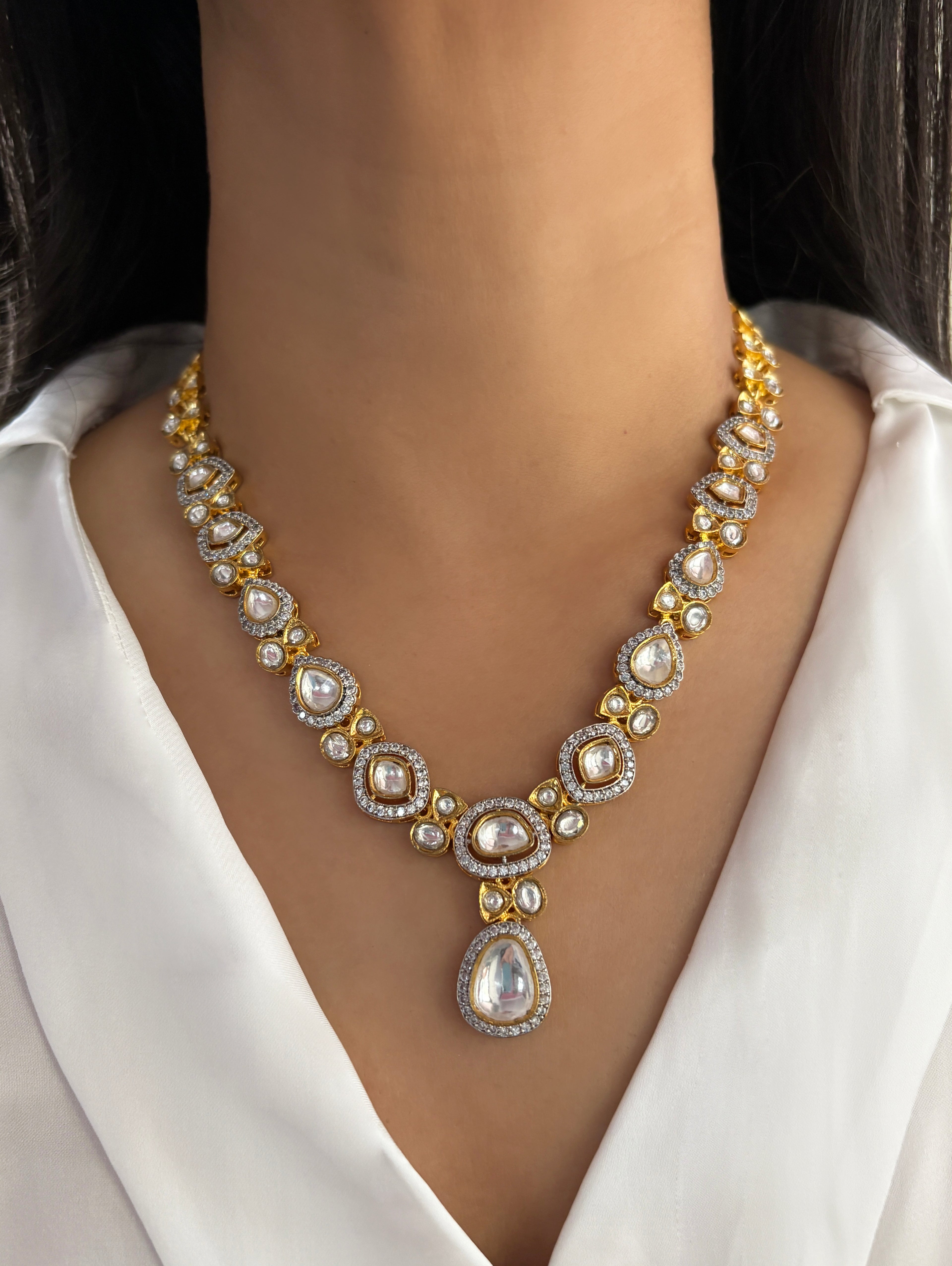 Saira Classic Polki Necklace Set
