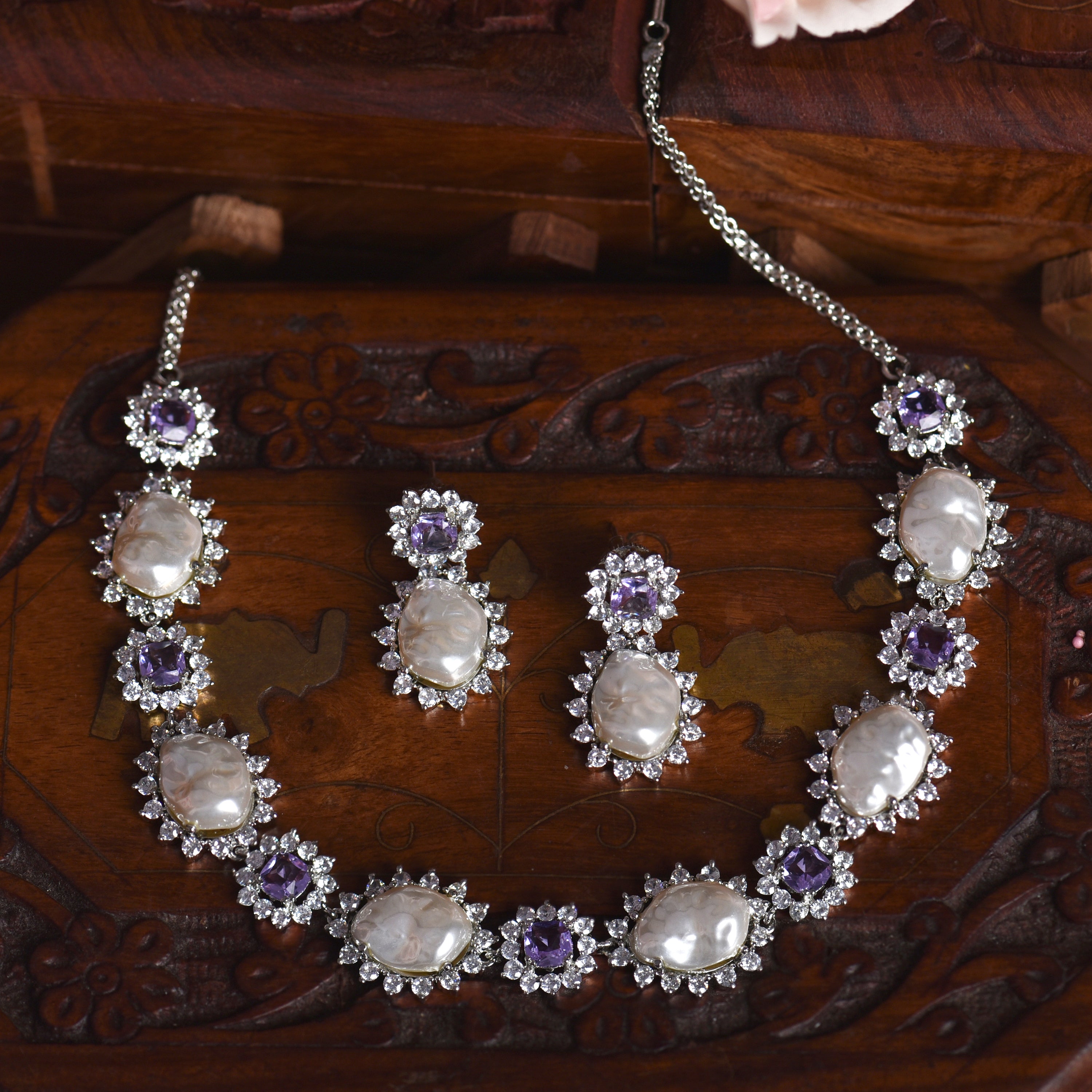 Cathy Baroque Pearls Designer Necklace Set