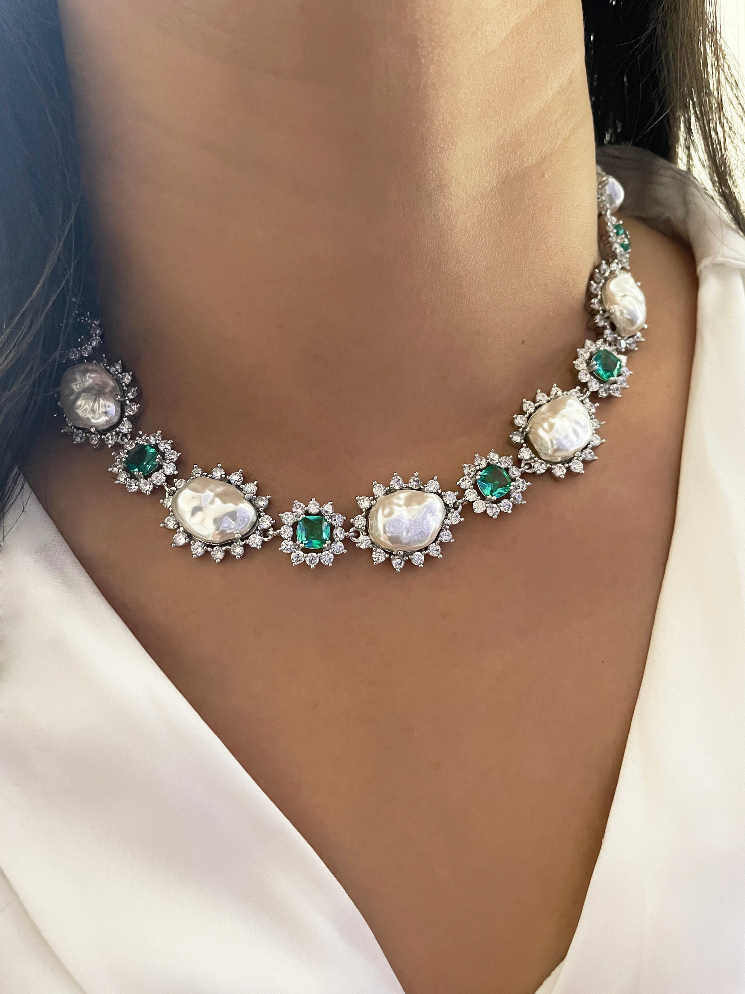 Cathy Baroque Pearls Designer Necklace Set