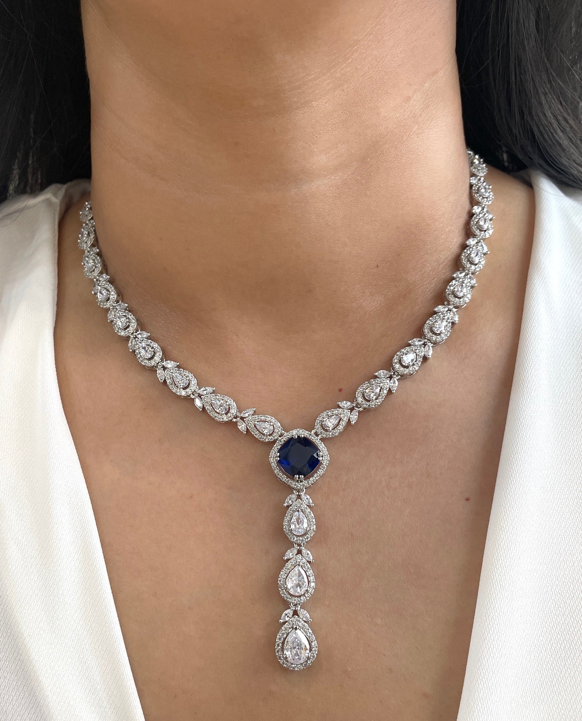 Alice Lariat Style Diamond Necklace Set
