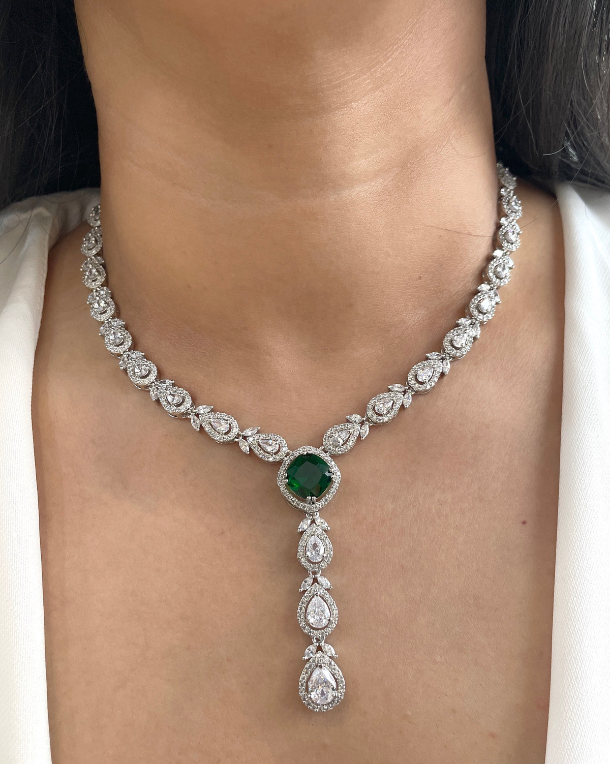 Alice Lariat Style Diamond Necklace Set