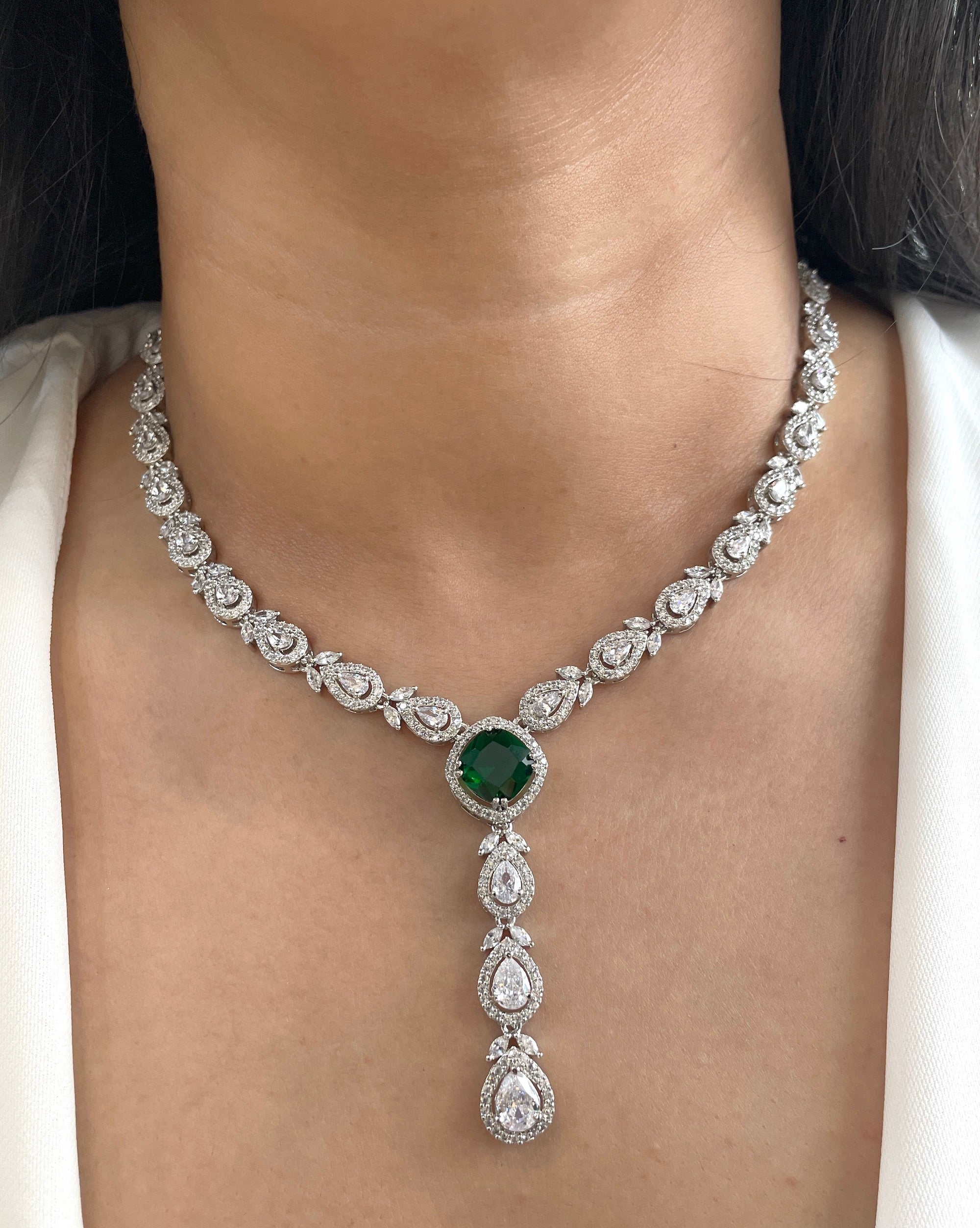 Alice Lariat Style Diamond Necklace Set