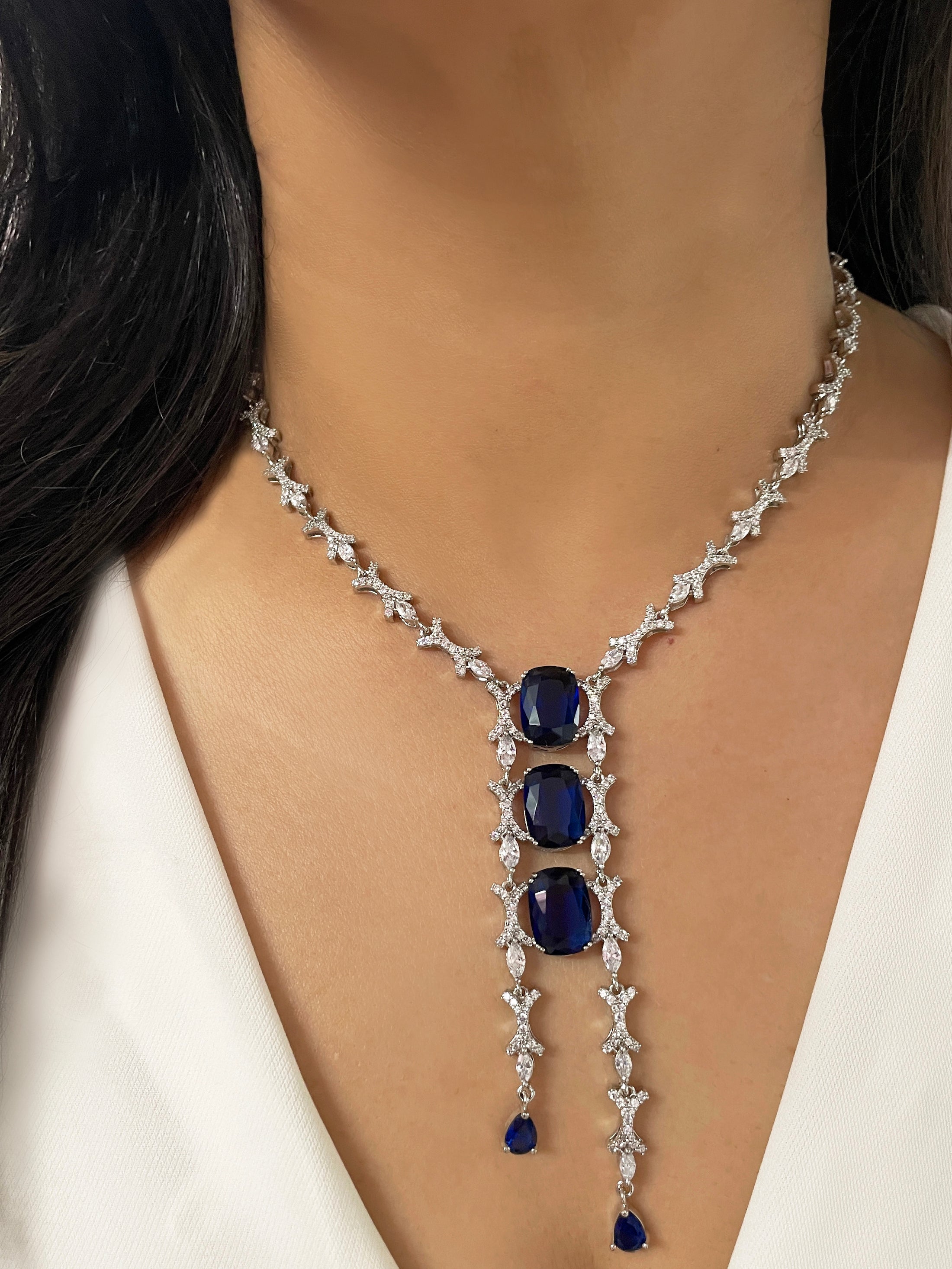 Isla Diamond Long Necklace Set