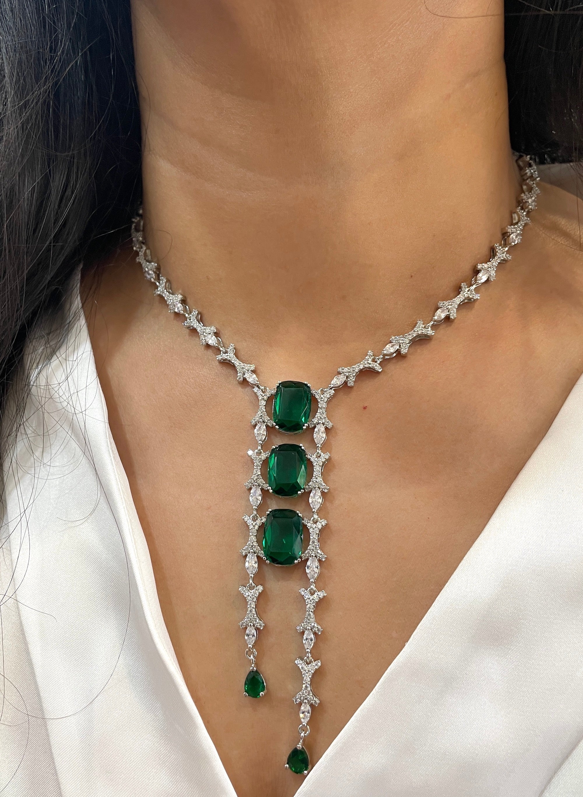 Isla Diamond Long Necklace Set
