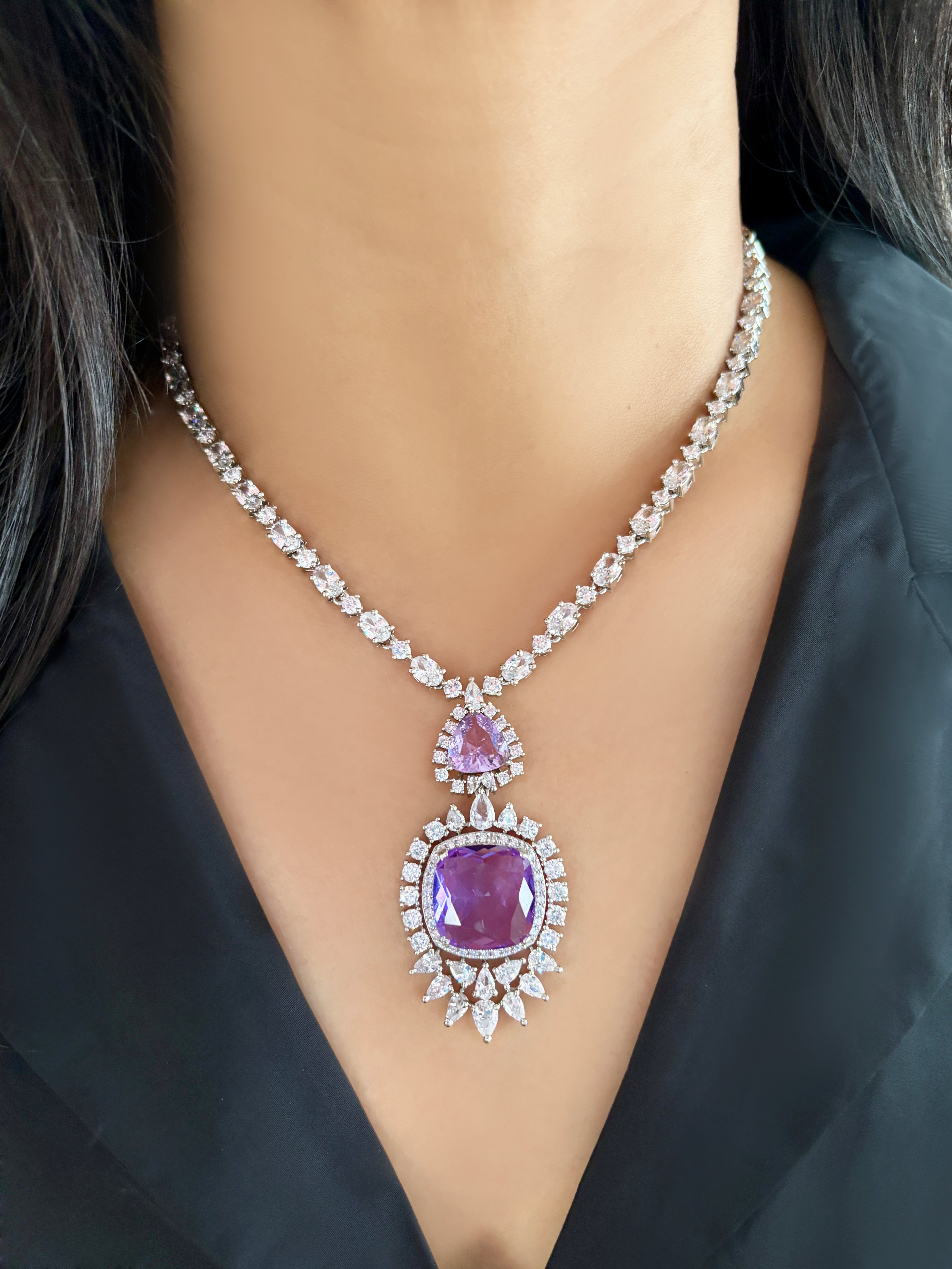 Zia Fancy Diamond Necklace Set