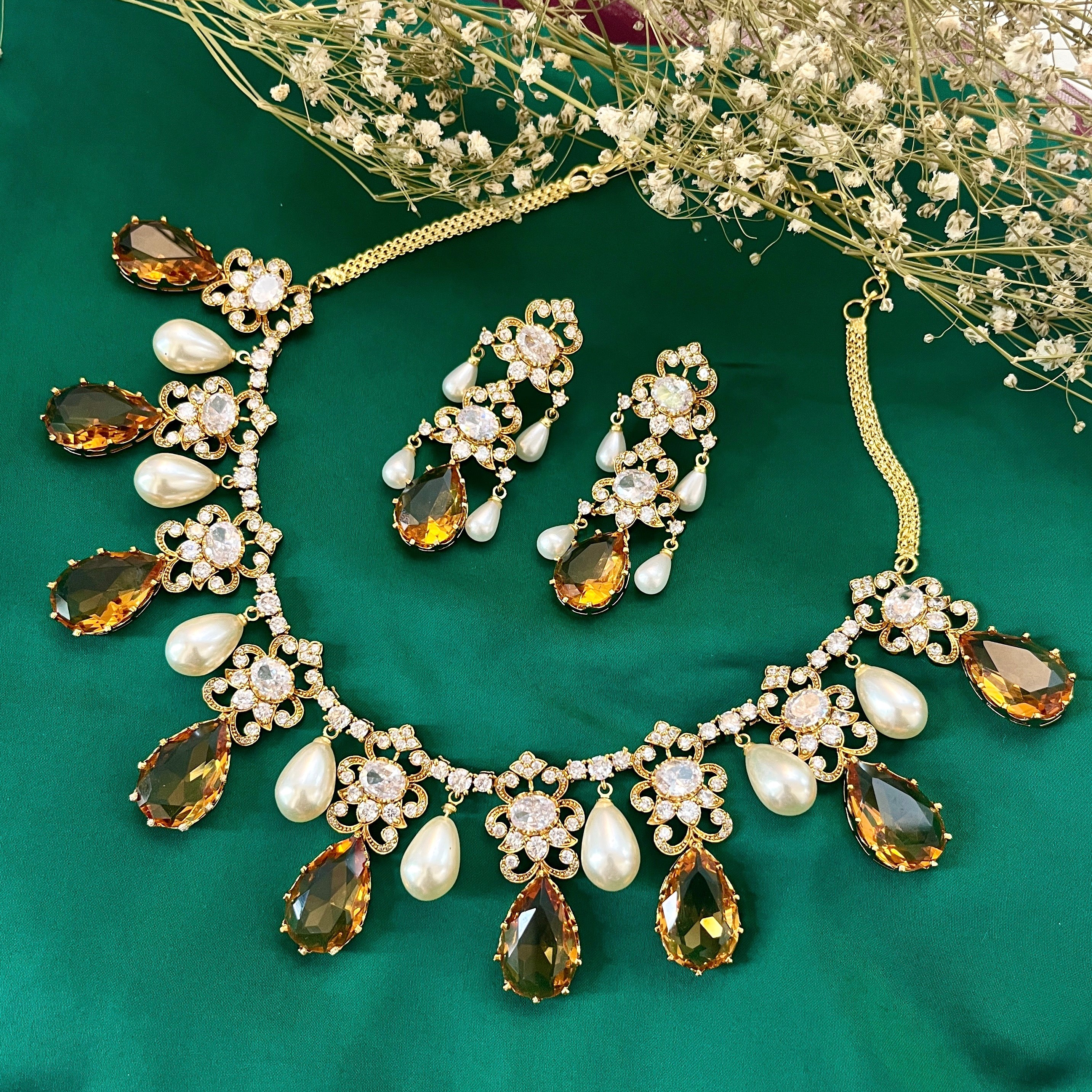 Leela Traditional Diamond & Pearl Necklace Set