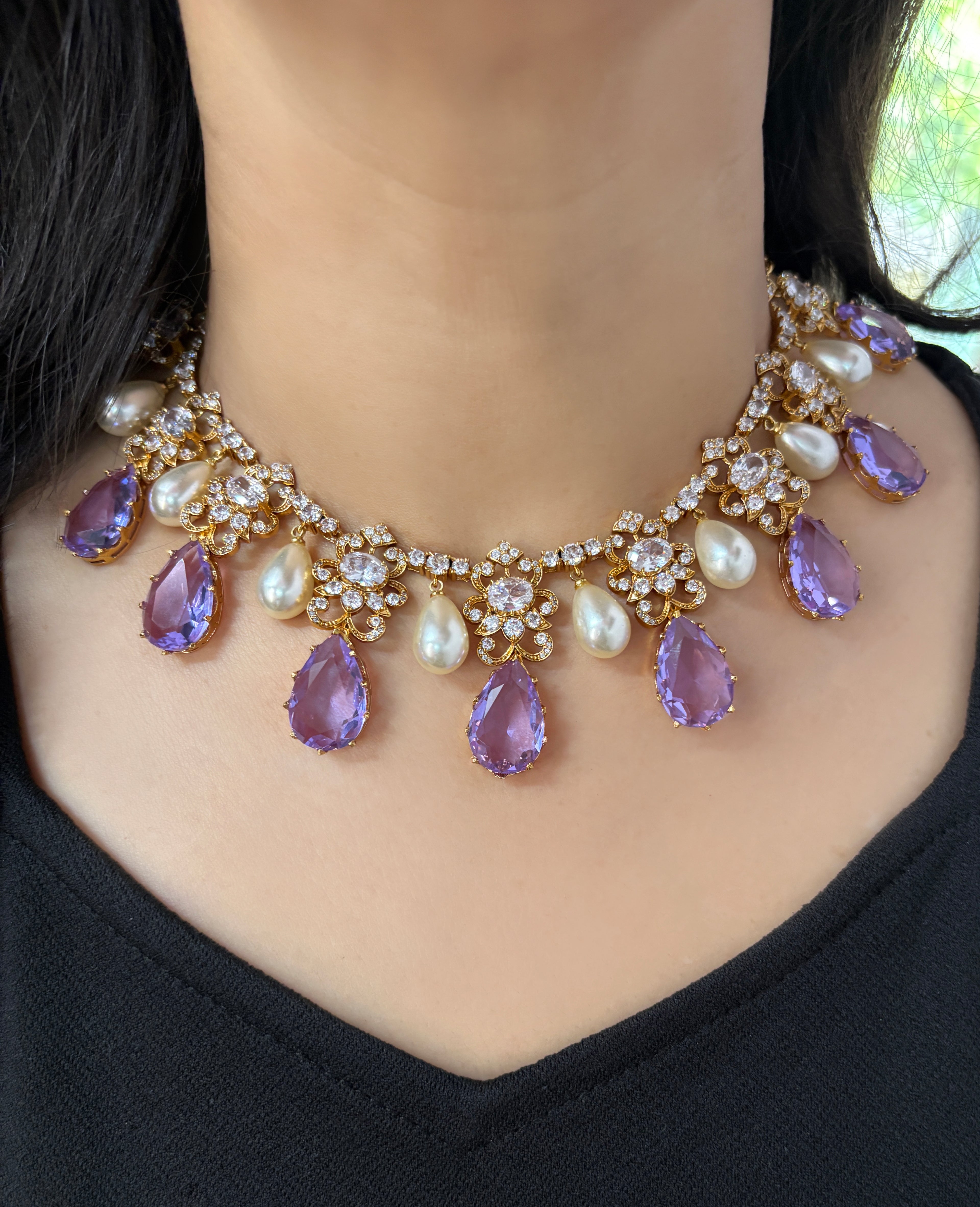 Leela Traditional Diamond & Pearl Necklace Set