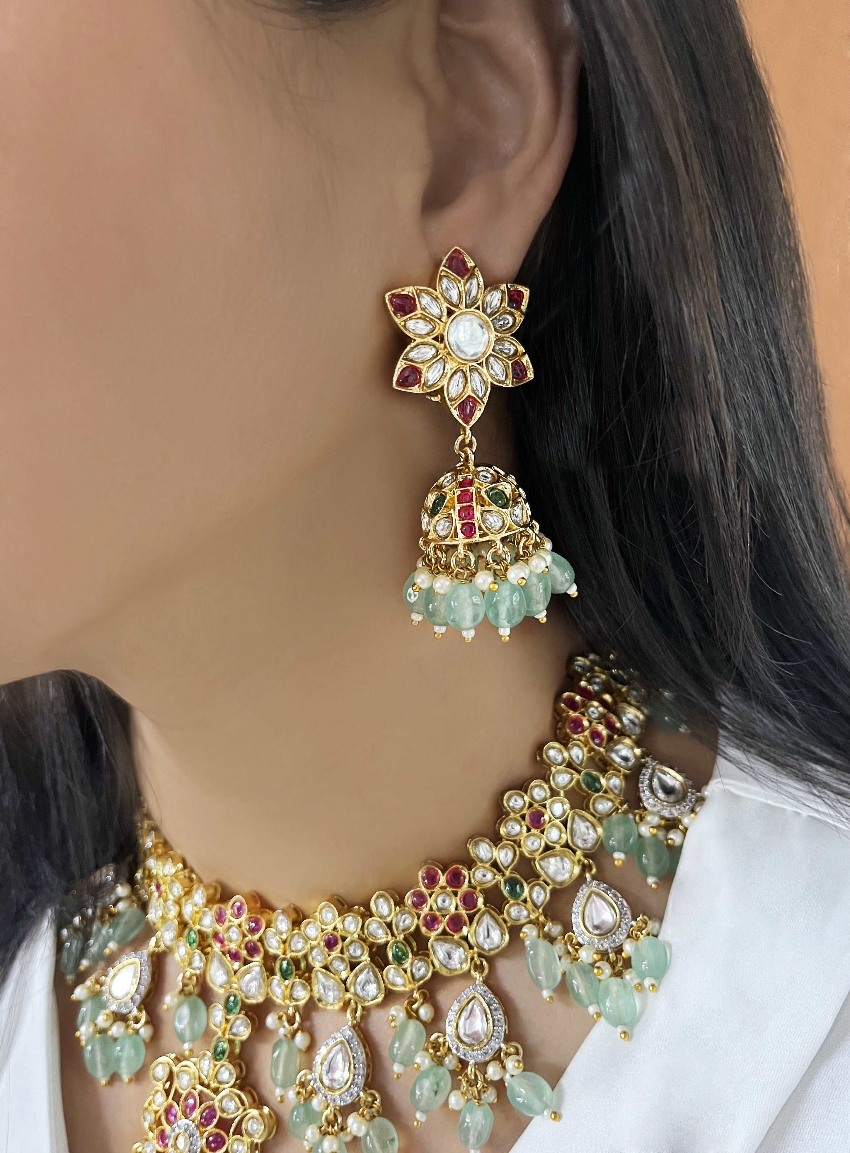 Maisha Polki Designer Necklace Set
