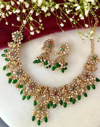 Tridha Gold Plated Heritage Polki Necklace Set