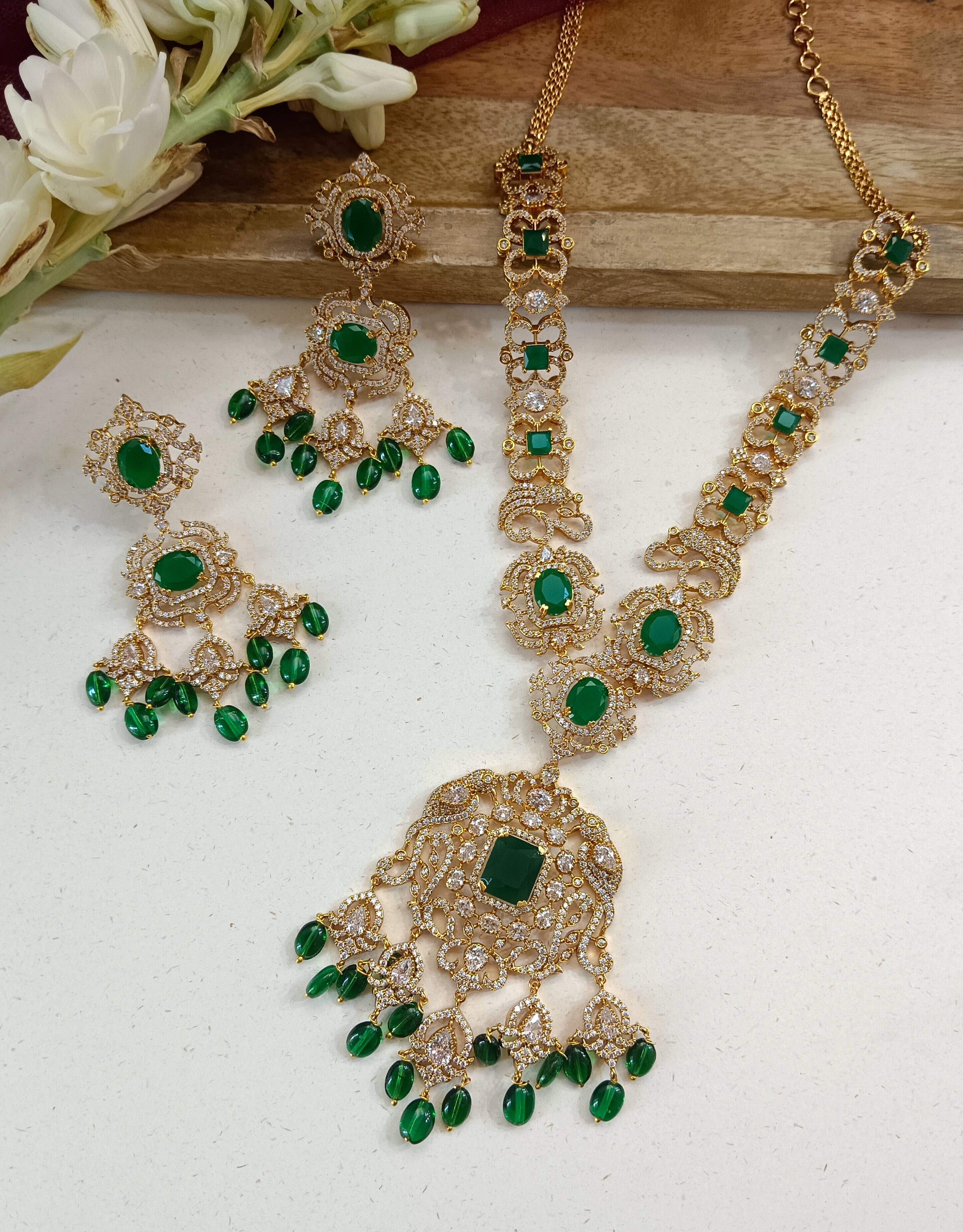 Faiza Gold Plated Diamond Necklace Set