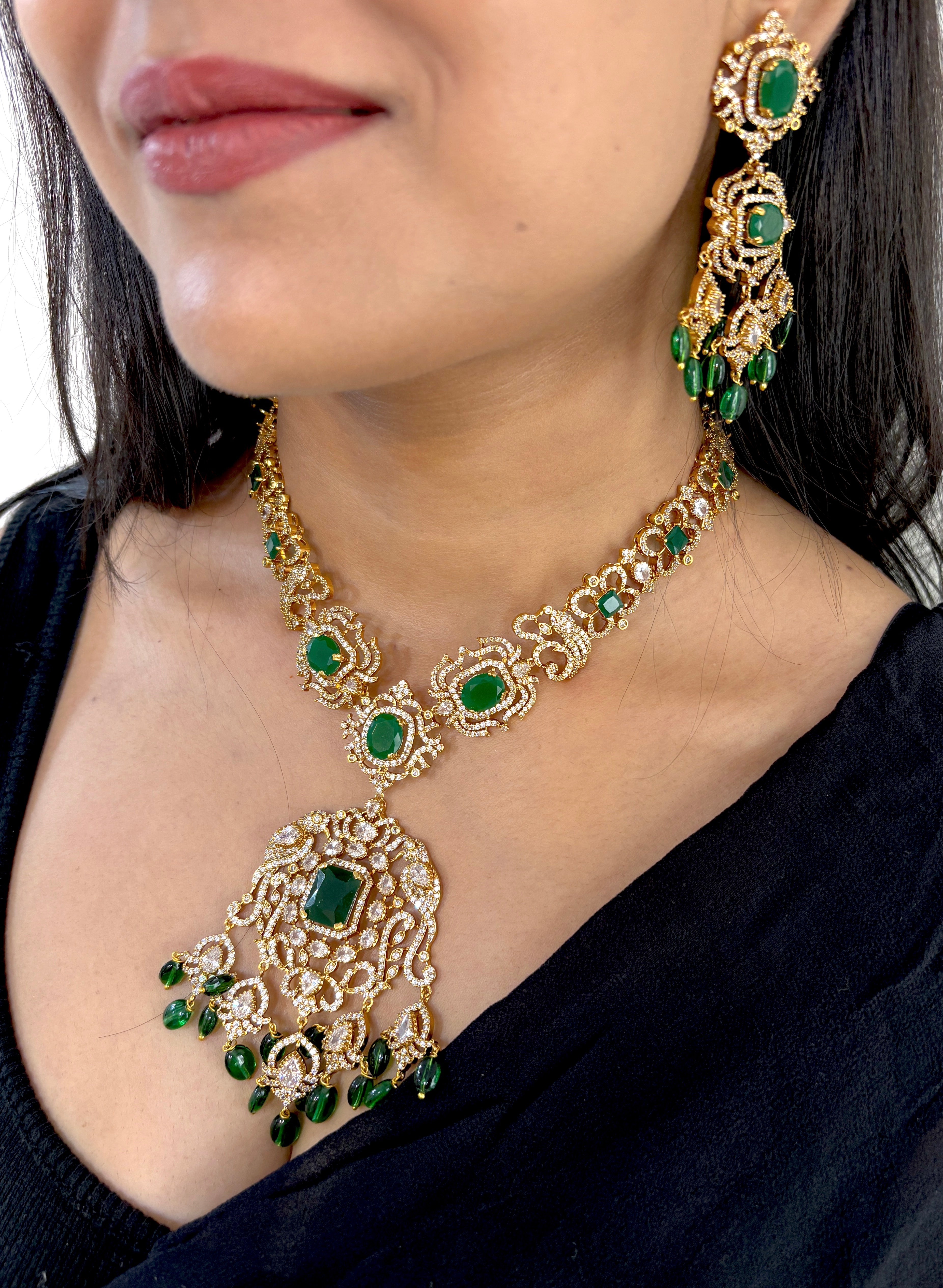 Faiza Gold Plated Diamond Necklace Set