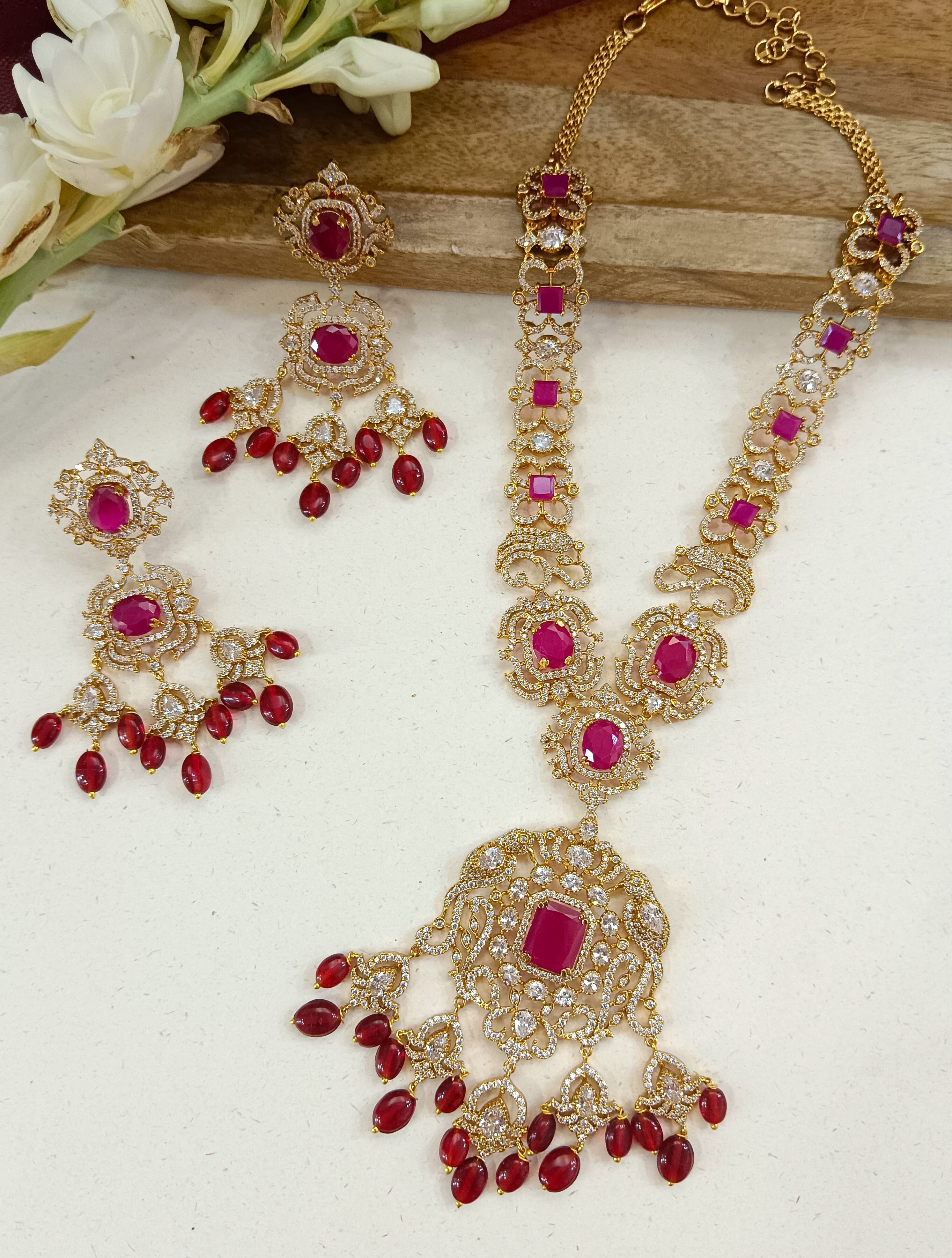 Faiza Gold Plated Diamond Necklace Set