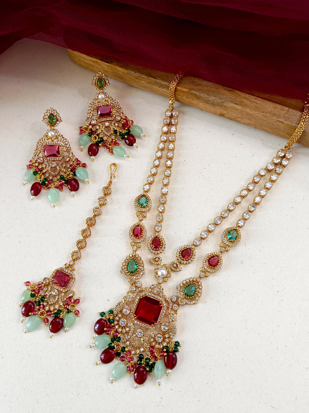 Adhira Designer Diamond & Color Stones Necklace Set