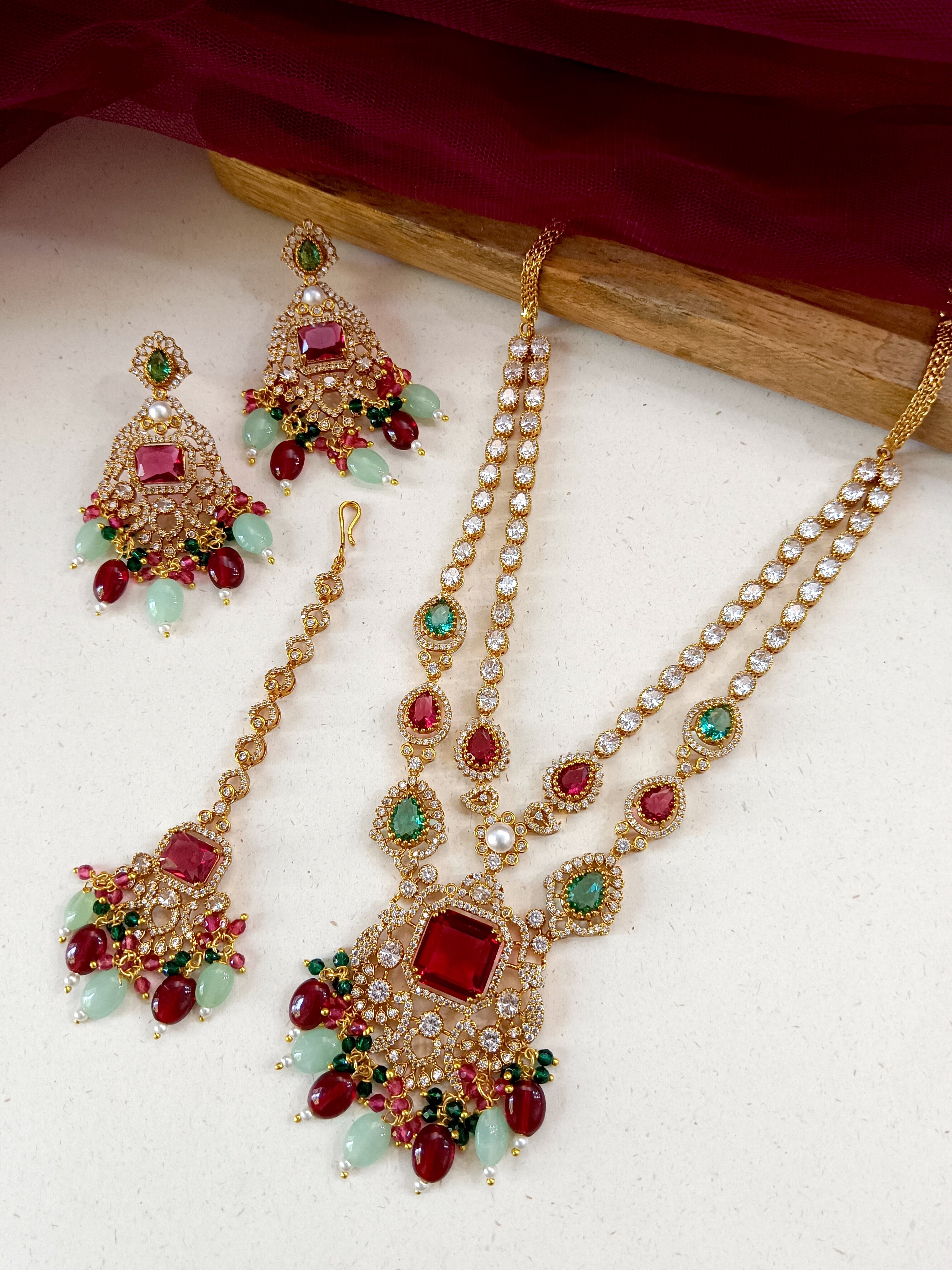 Adhira Designer Diamond & Color Stones Necklace Set