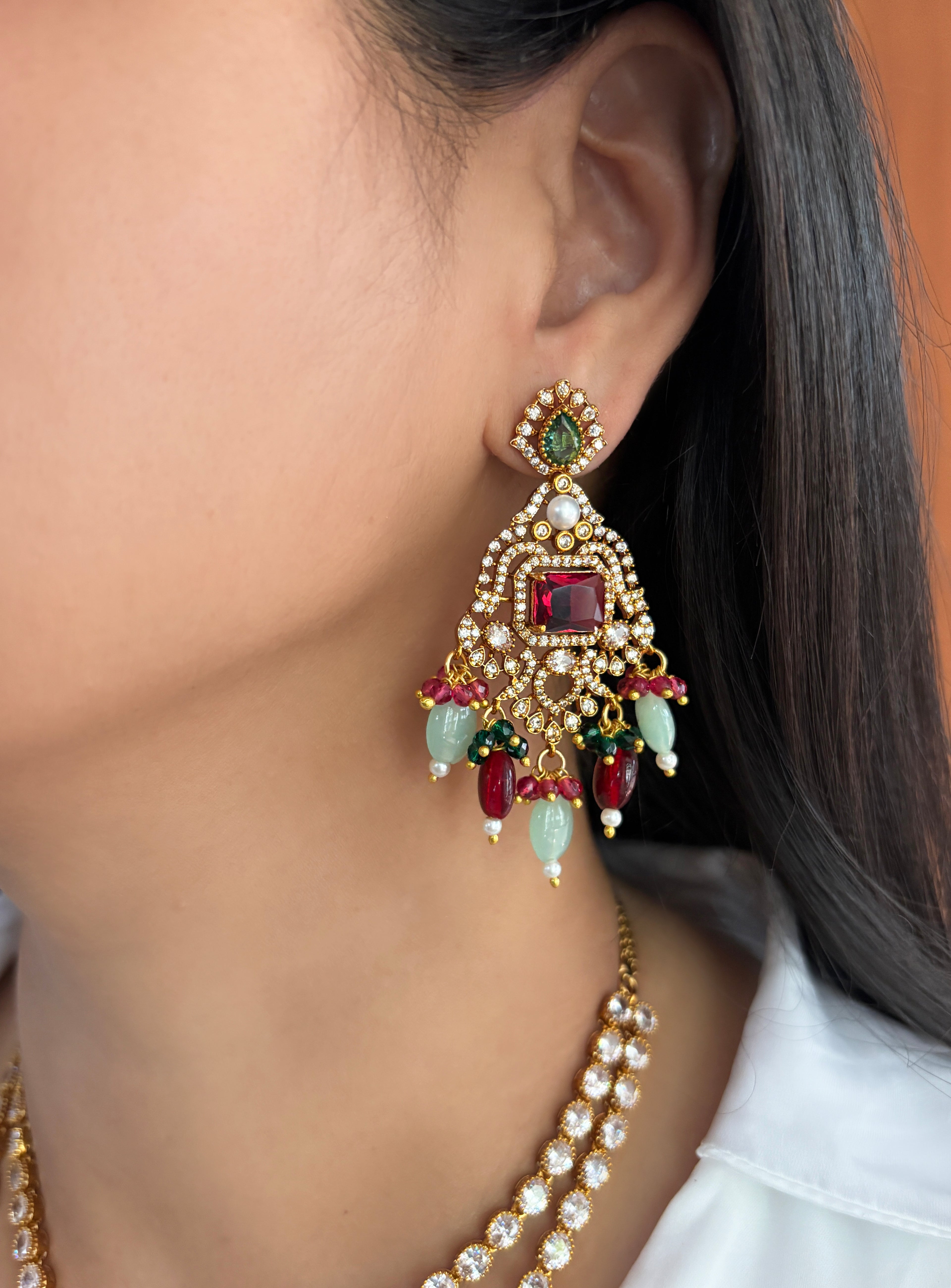 Adhira Designer Diamond & Color Stones Necklace Set