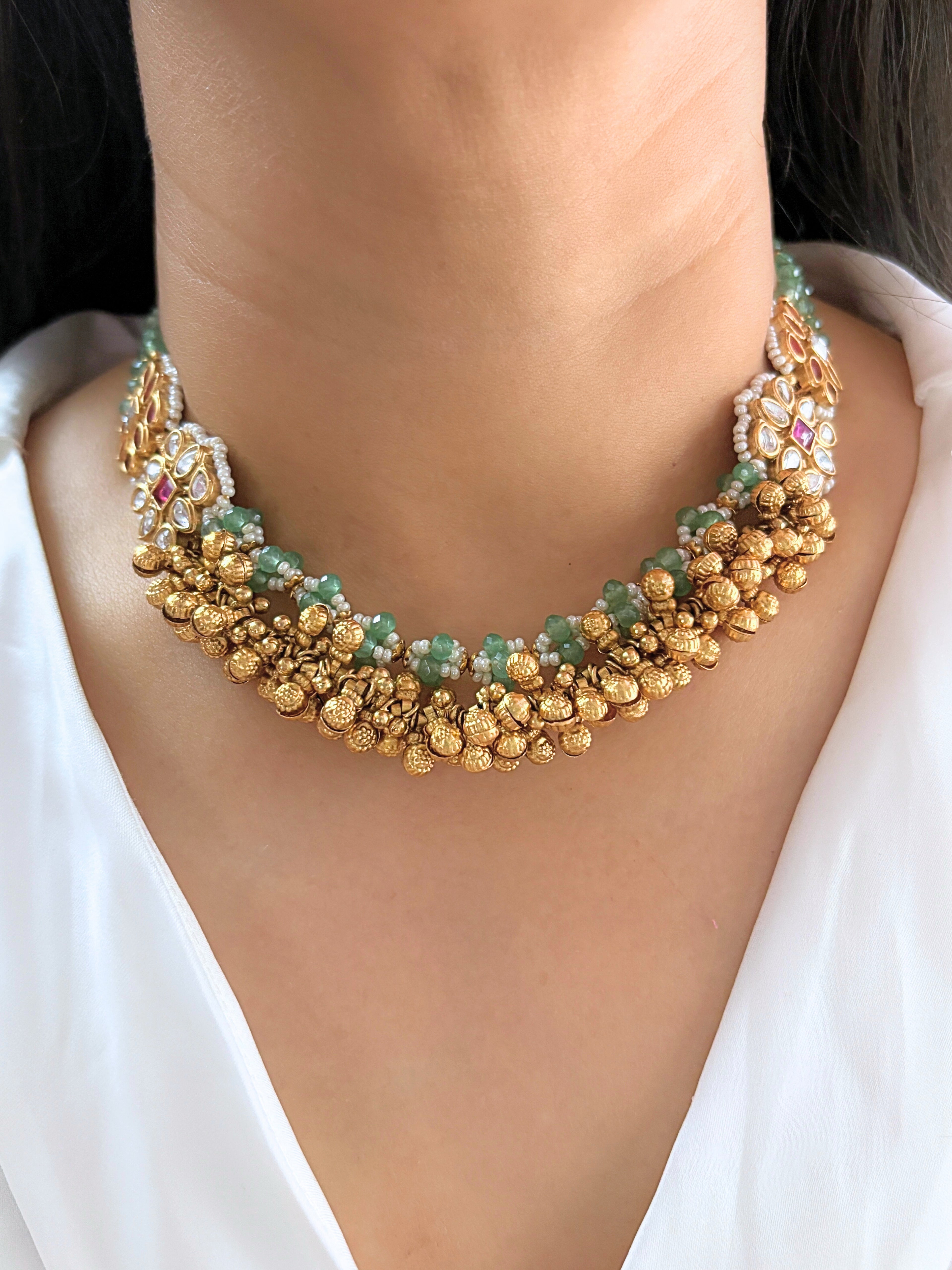 Asmi Ghungroo Rajwada Necklace Set
