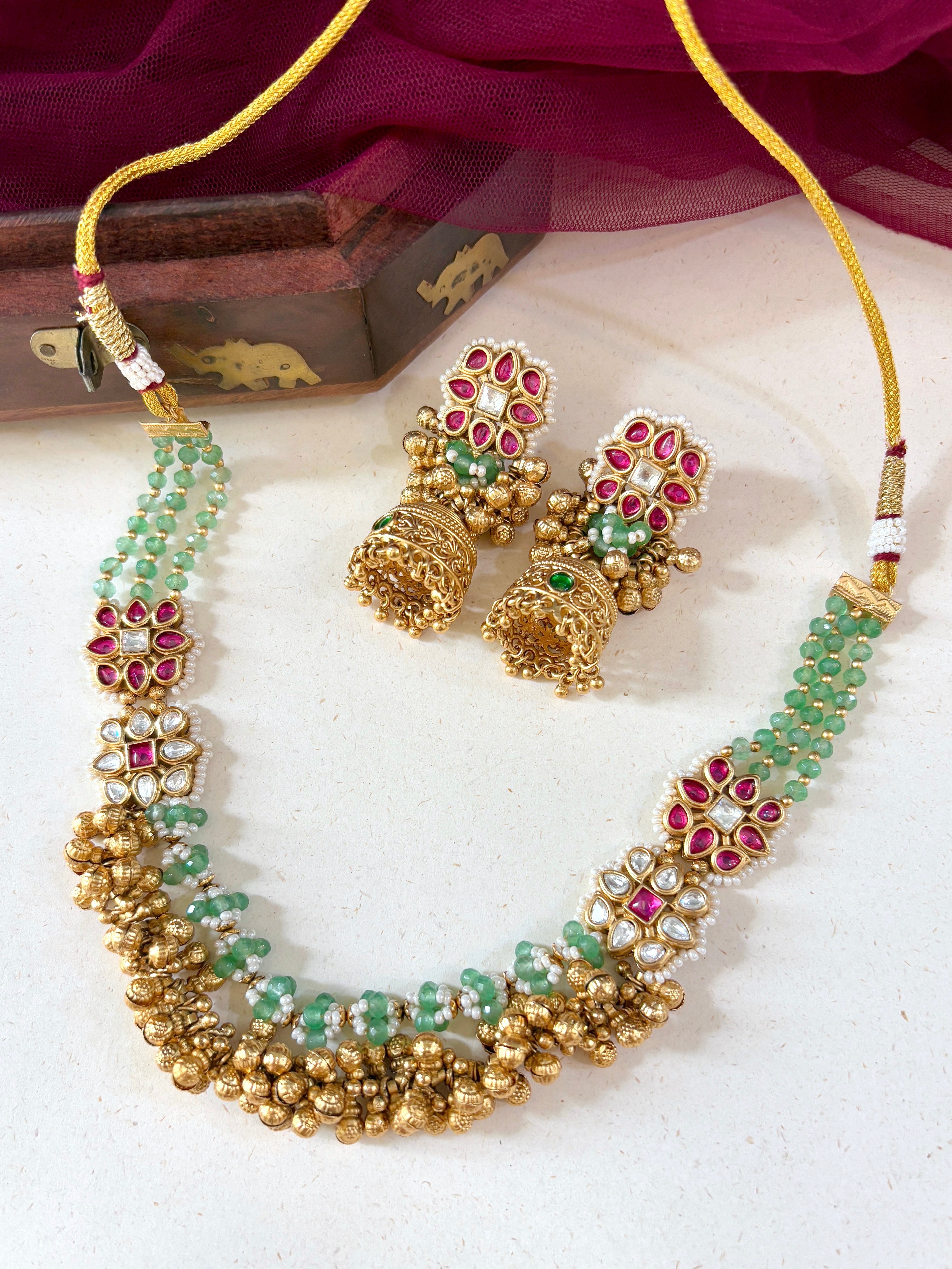 Asmi Ghungroo Rajwada Necklace Set