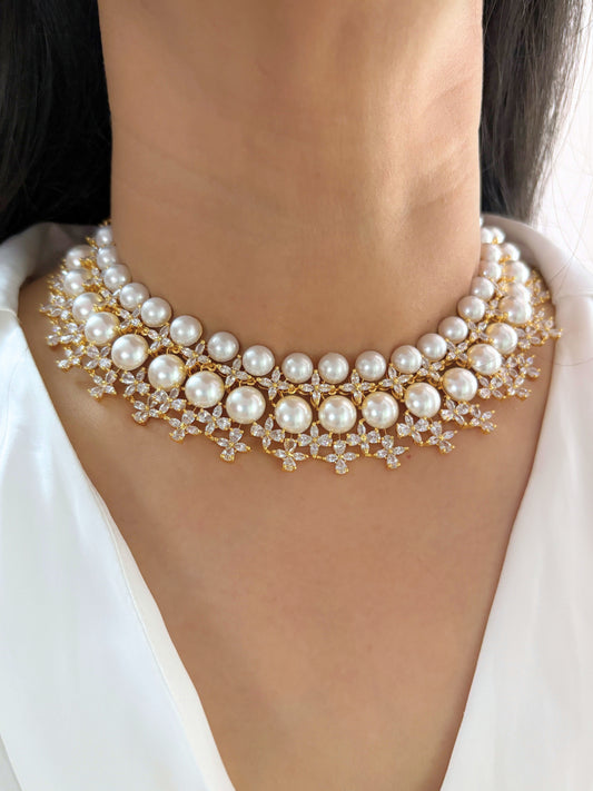 Rachel Pearl Diamond Necklace Set