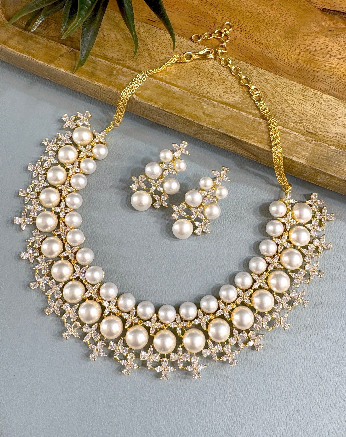 Rachel Pearl Diamond Necklace Set