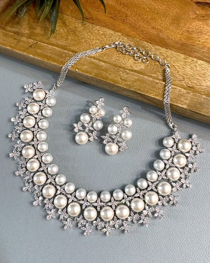 Rachel Pearl Diamond Necklace Set