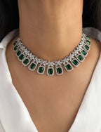 Hanvi Diamond & Emerald Necklace Set