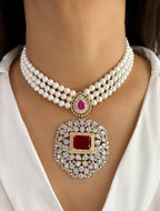 Kashvi Contemporary Pearl & Diamond Necklace Set