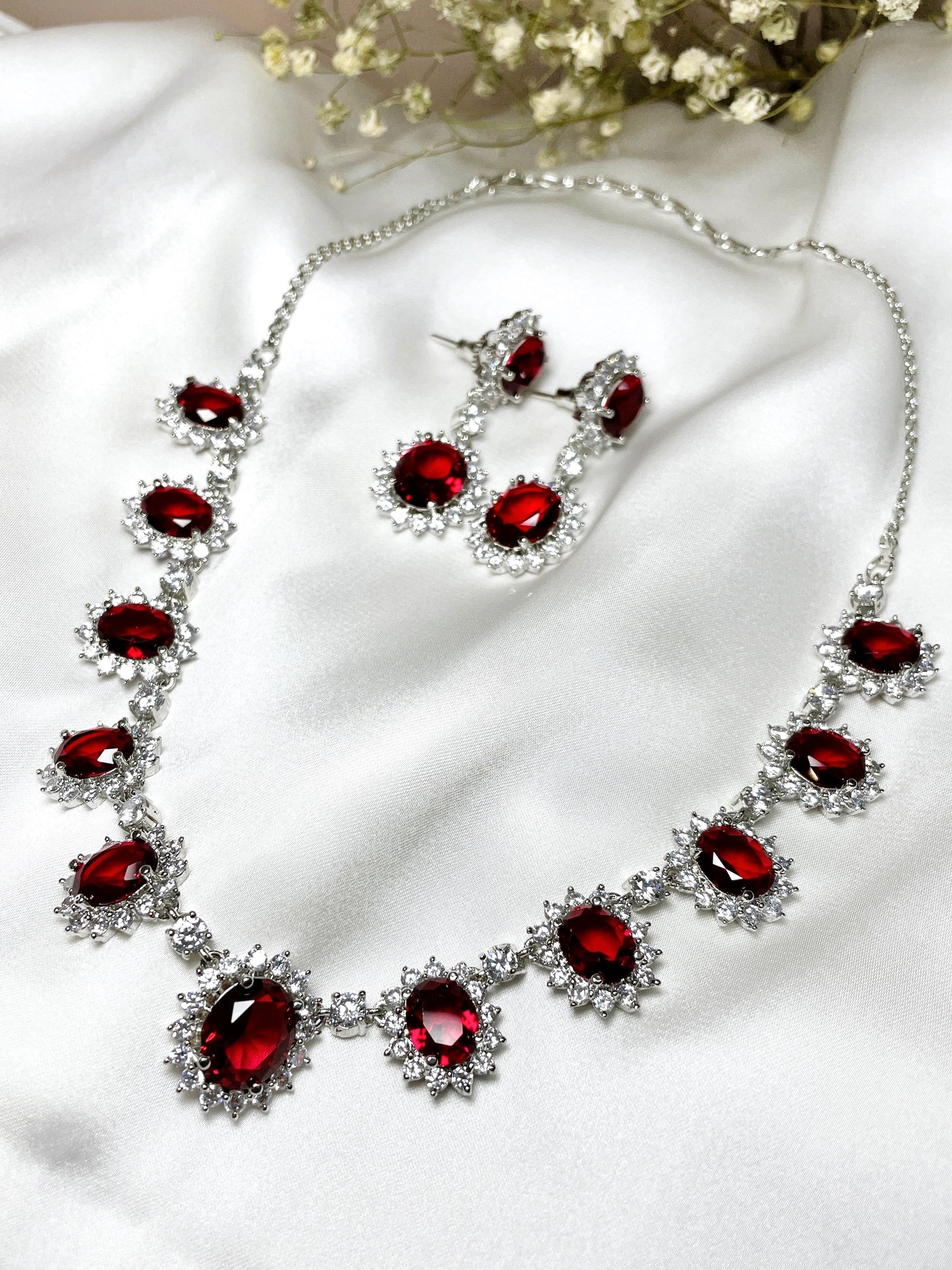 Enara Diamond & Color Stone Necklace Set