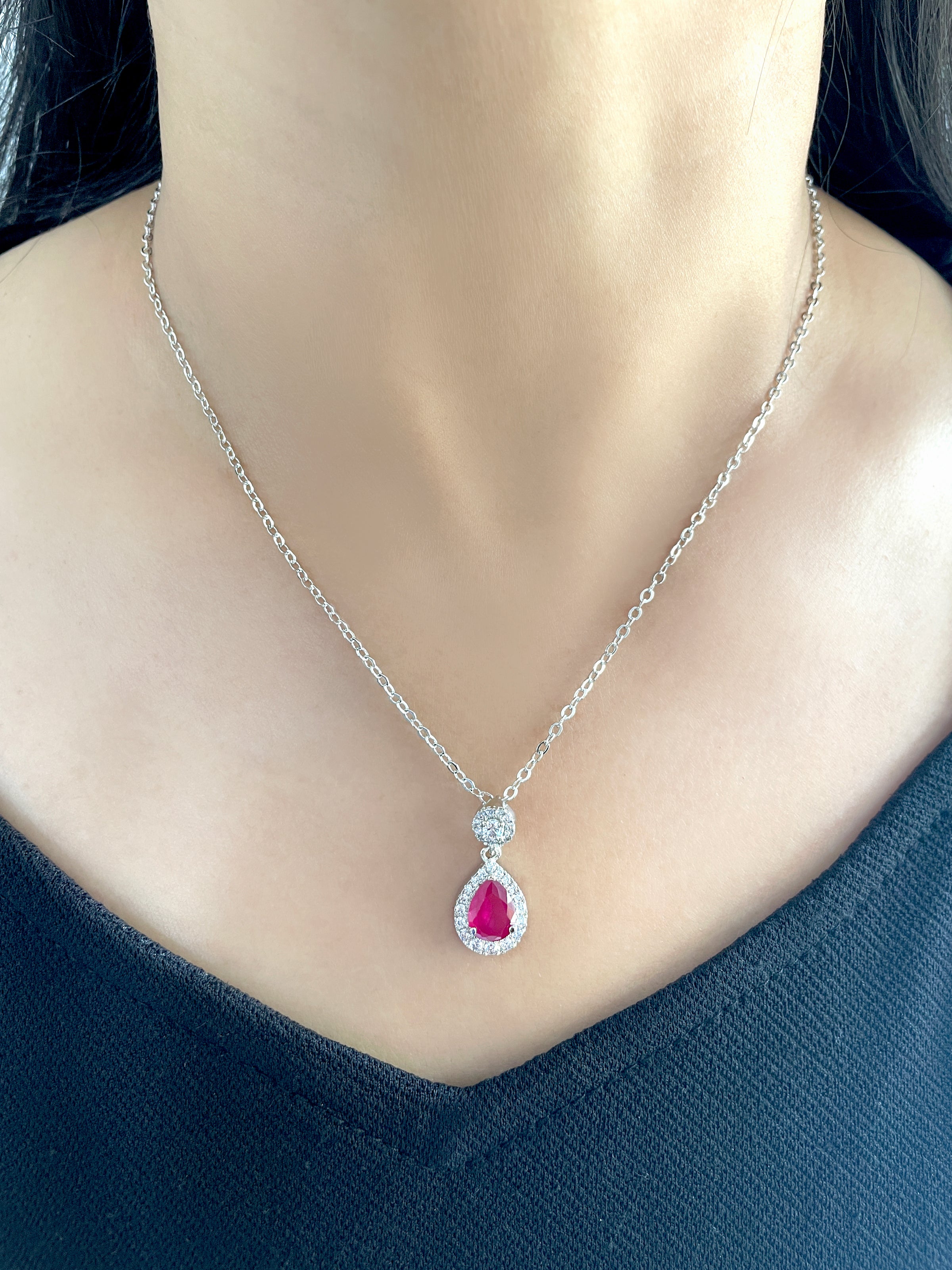Lily Pear Drop Diamond Pendant Set
