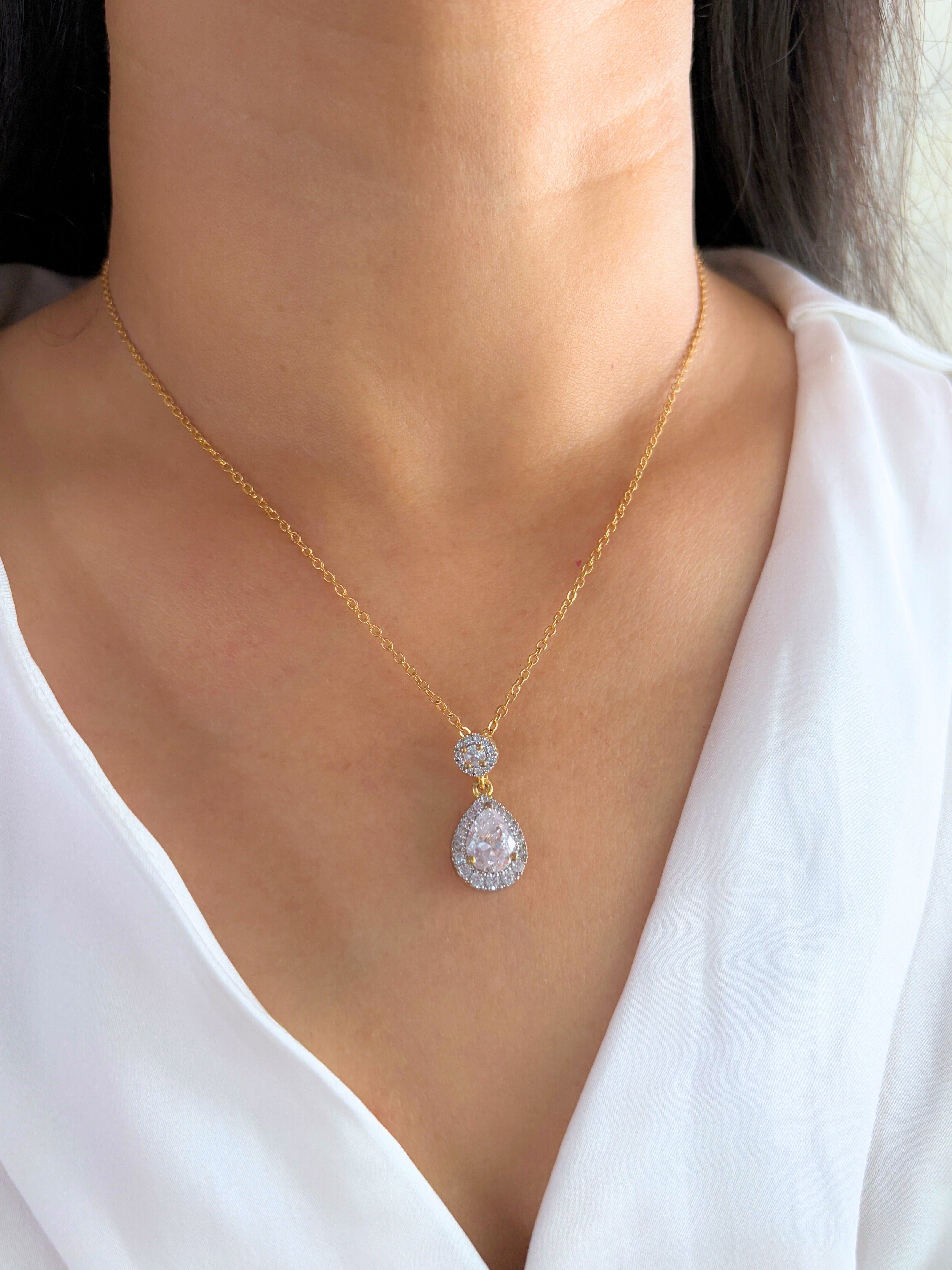 Lily Pear Drop Diamond Pendant Set