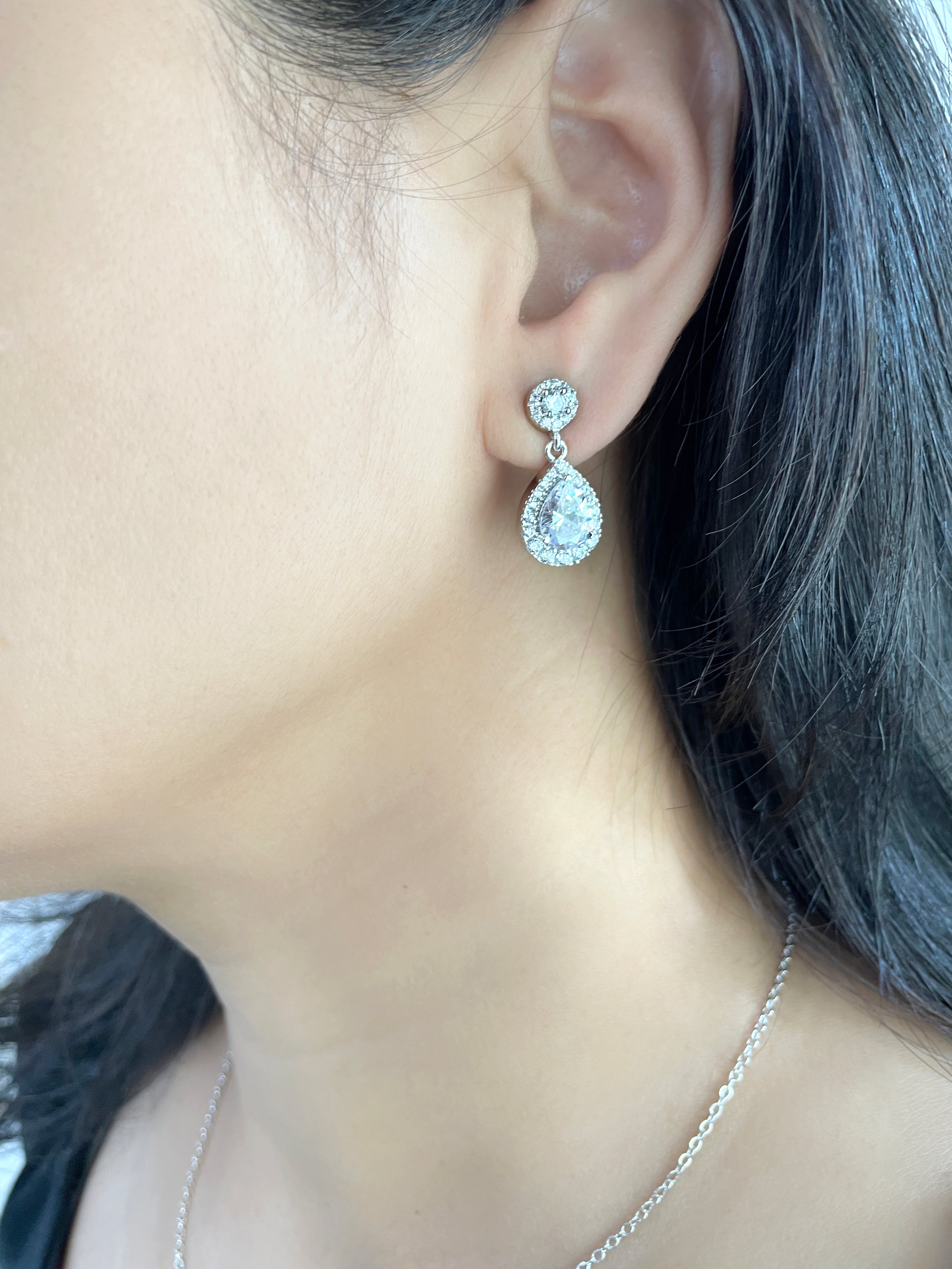 Lily Pear Drop Diamond Pendant Set