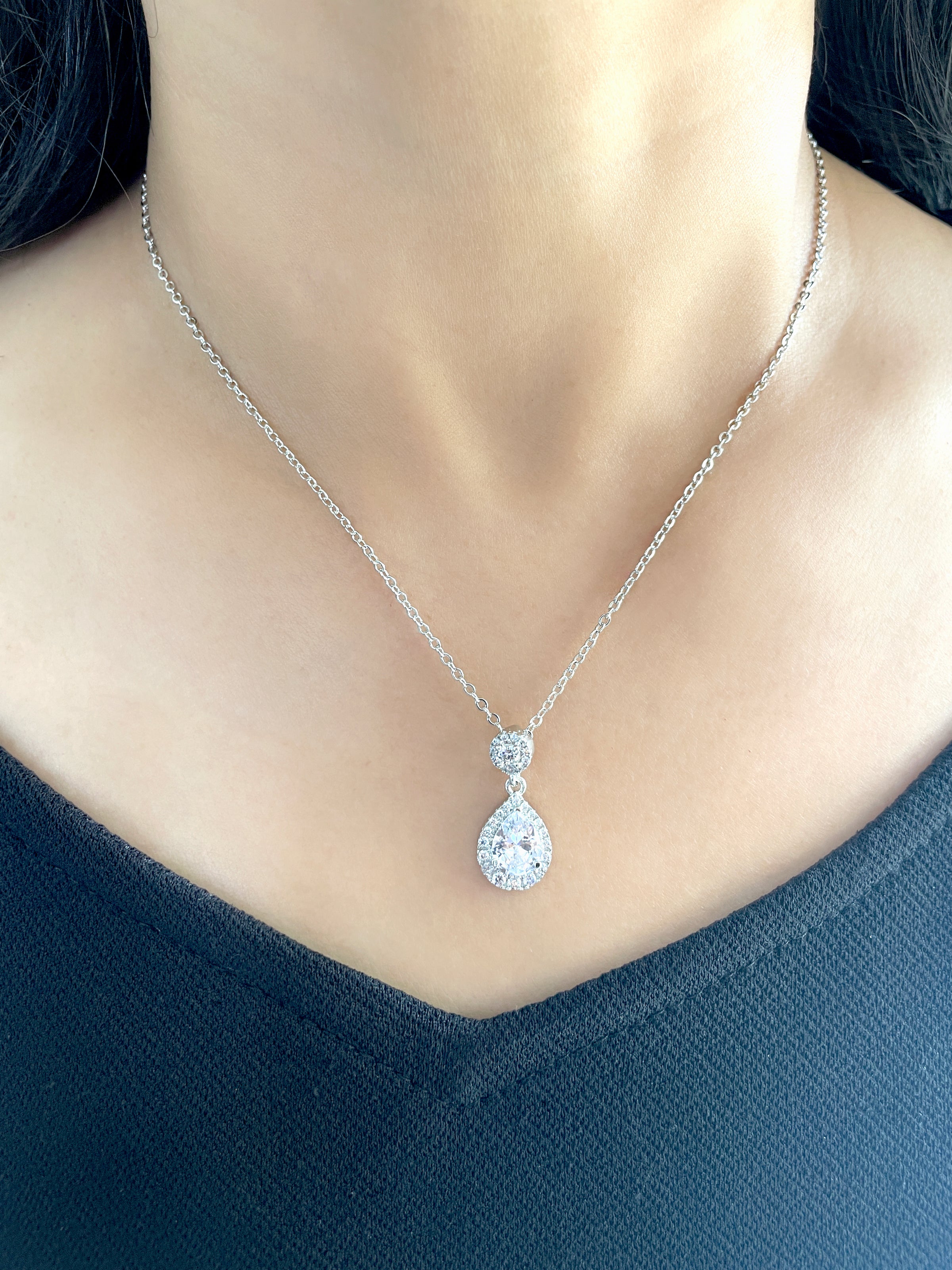 Lily Pear Drop Diamond Pendant Set