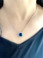 Cushion Diamond & Color Stone Pendant Set