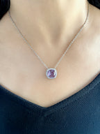 Cushion Diamond & Color Stone Pendant Set