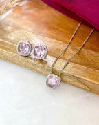 Cushion Diamond & Color Stone Pendant Set