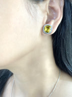 Cushion Diamond & Color Stone Pendant Set