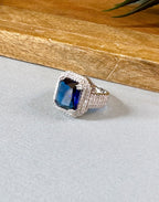 Emerald Color Stone & Diamond Ring
