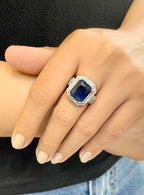 Emerald Color Stone & Diamond Ring