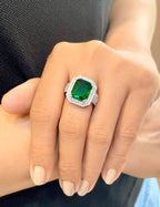 Emerald Color Stone & Diamond Ring
